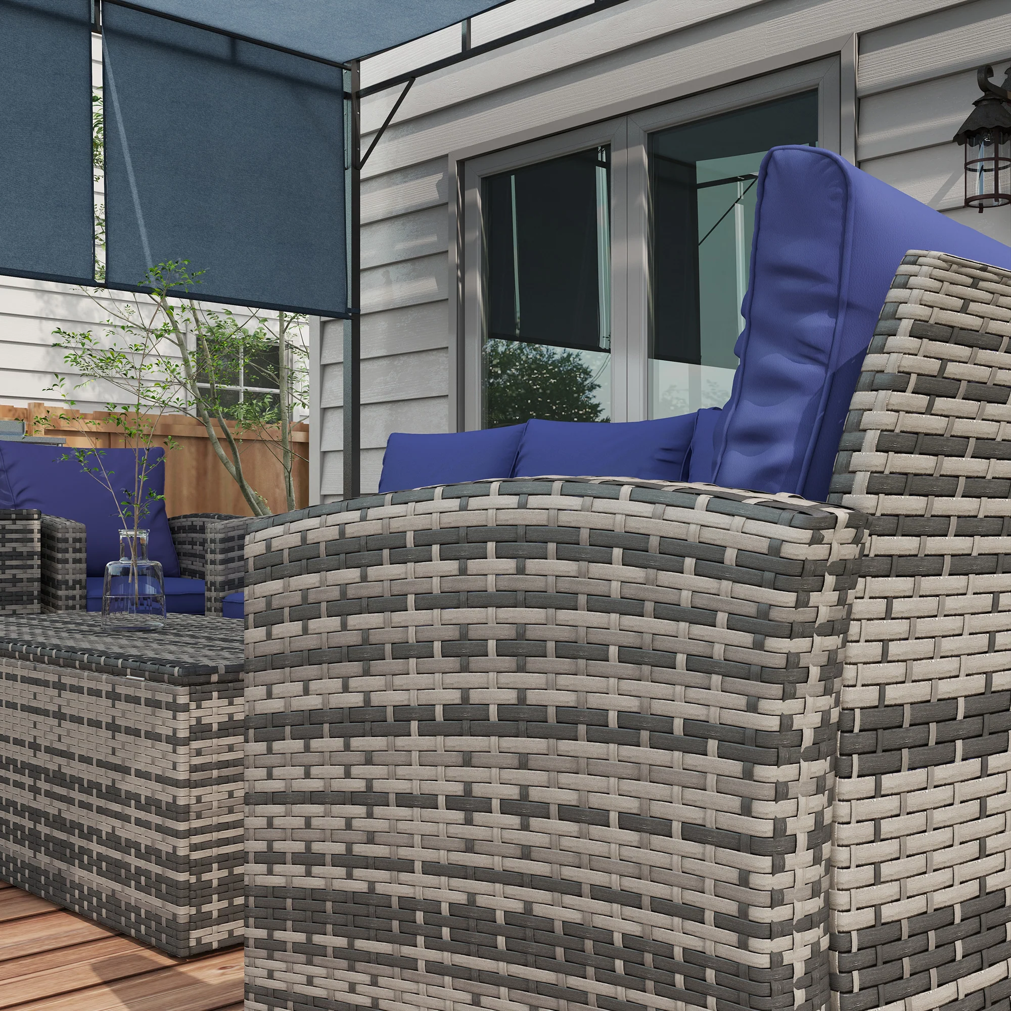 Outsunny 6 PCS Patio Rattan Sofa Set Conversation Furniture - Image 17