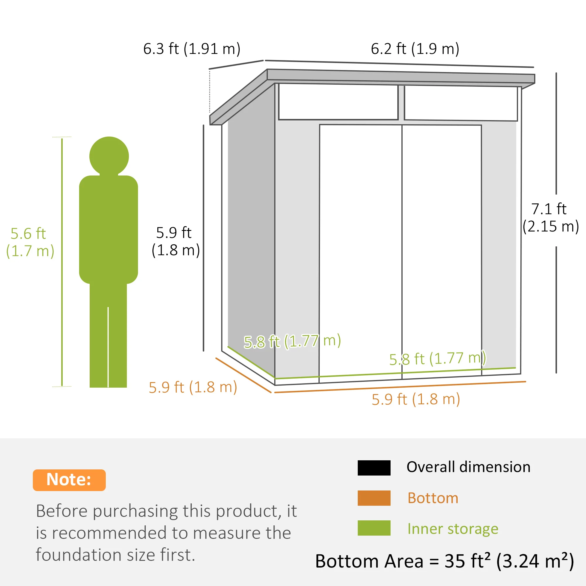 Outsunny 6 x 6ft Plastic Garden Shed with Windows and Air Vents - Image 5