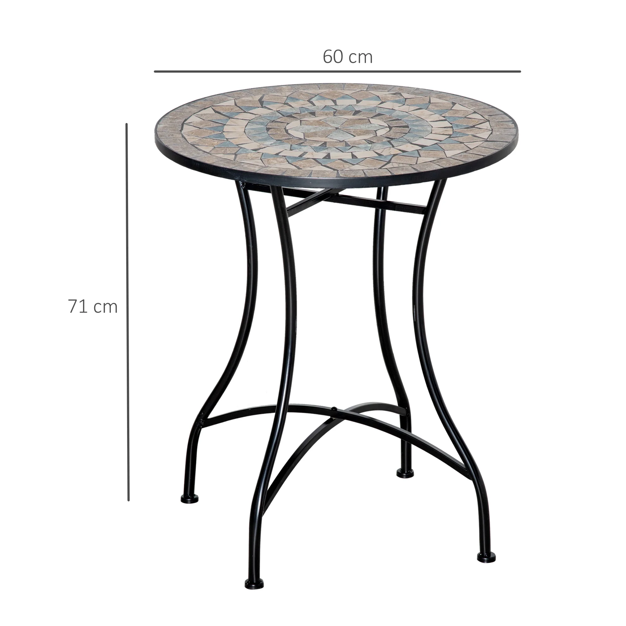 Outsunny 60cm Mosaic Round Bistro Table Outdoor Garden Side Table - Image 13
