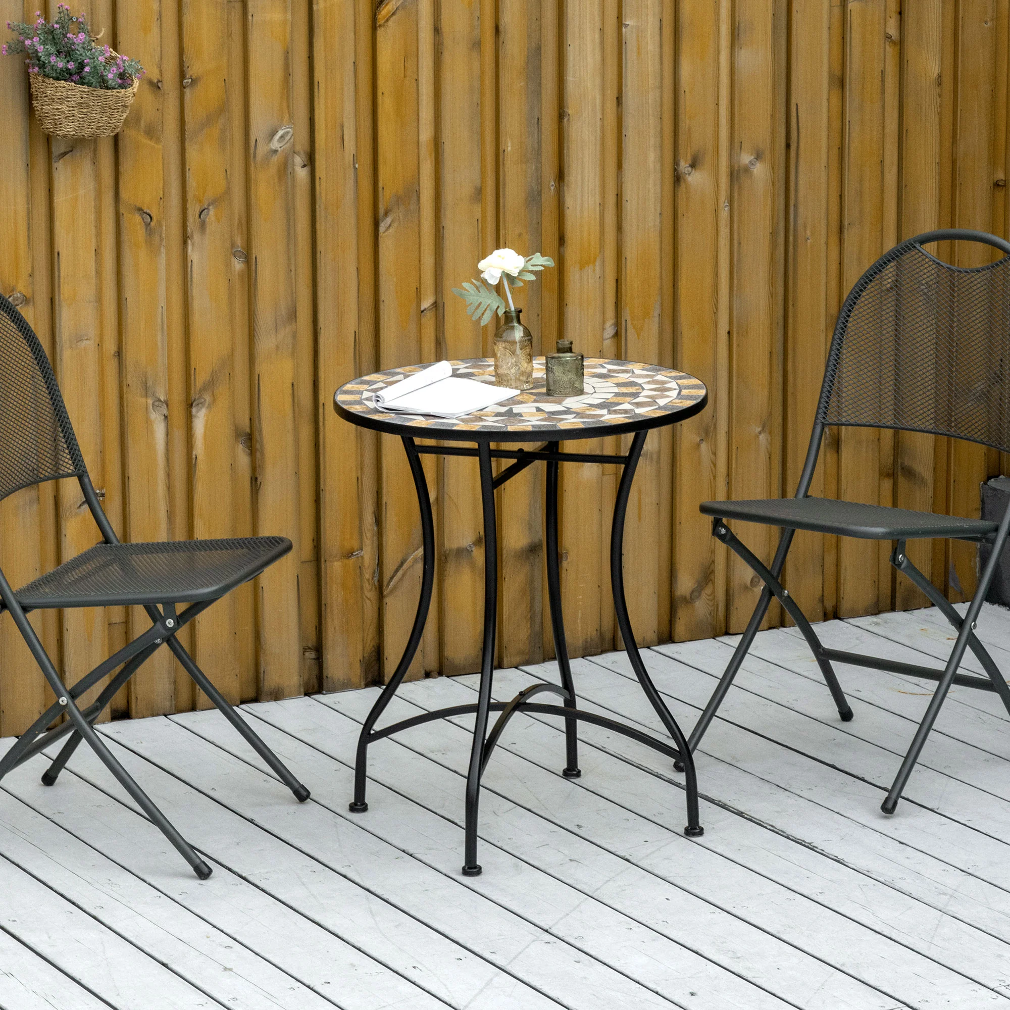Outsunny 60cm Mosaic Round Bistro Table Outdoor Garden Side Table - Image 18