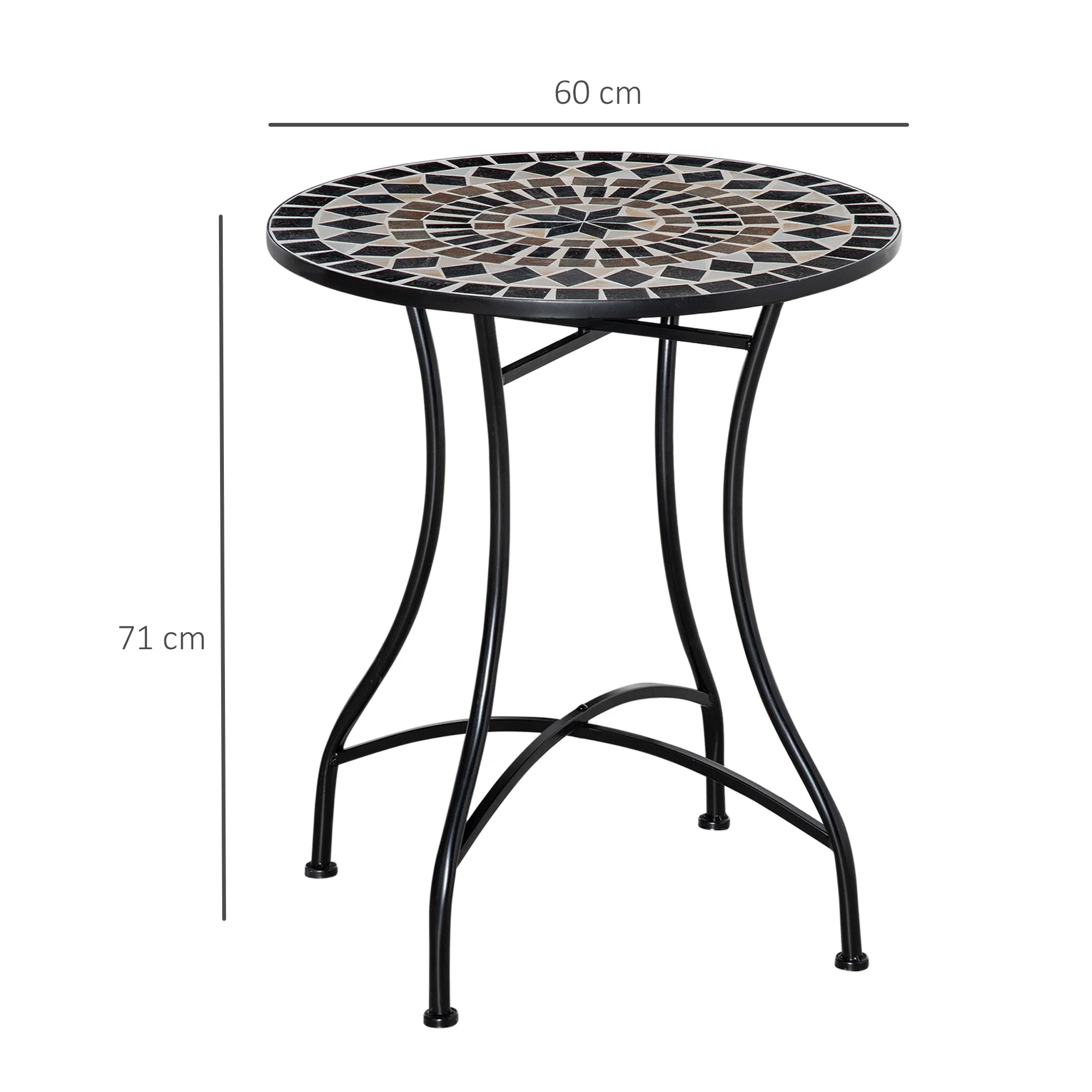 Outsunny 60cm Mosaic Round Bistro Table Outdoor Garden Side Table - Image 5
