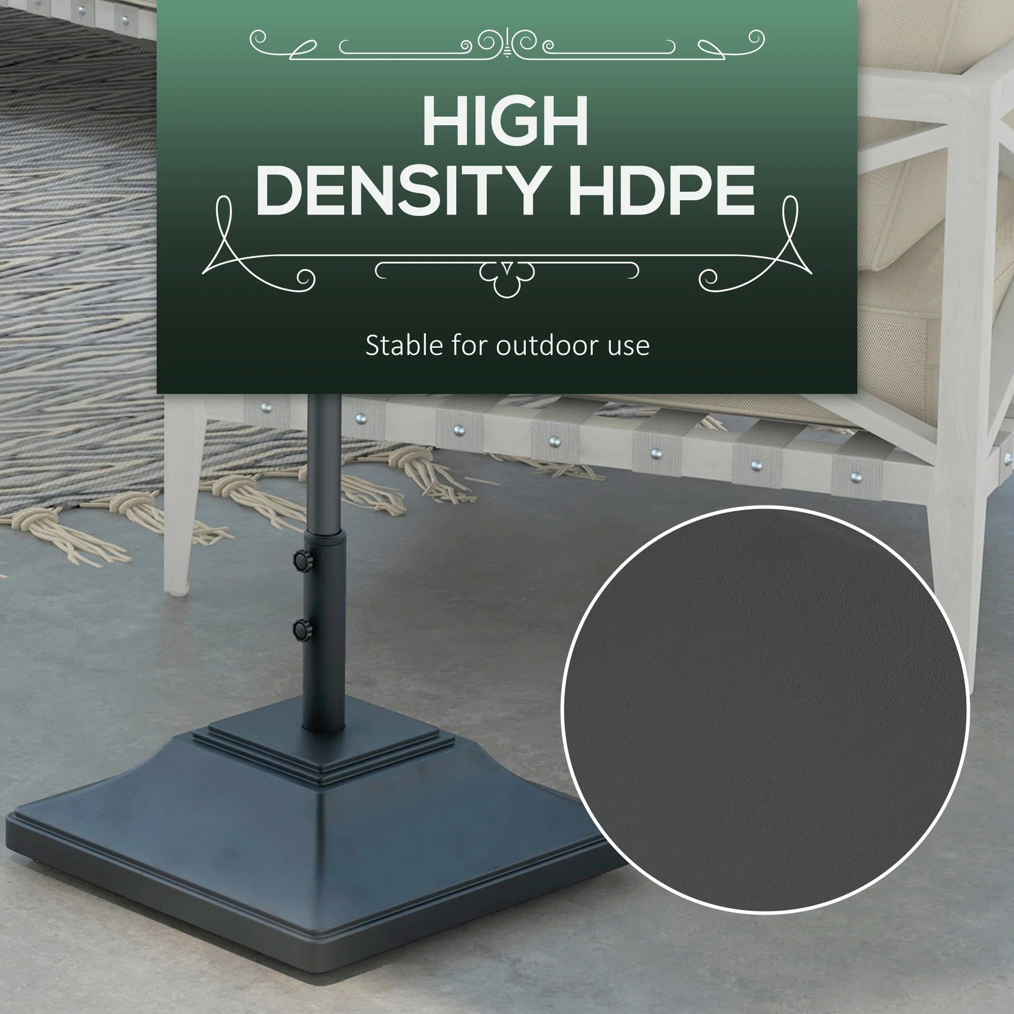 Outsunny 60kg Square Parasol Base With Wheels Fillable Plastic Umbrella Stand - Image 6