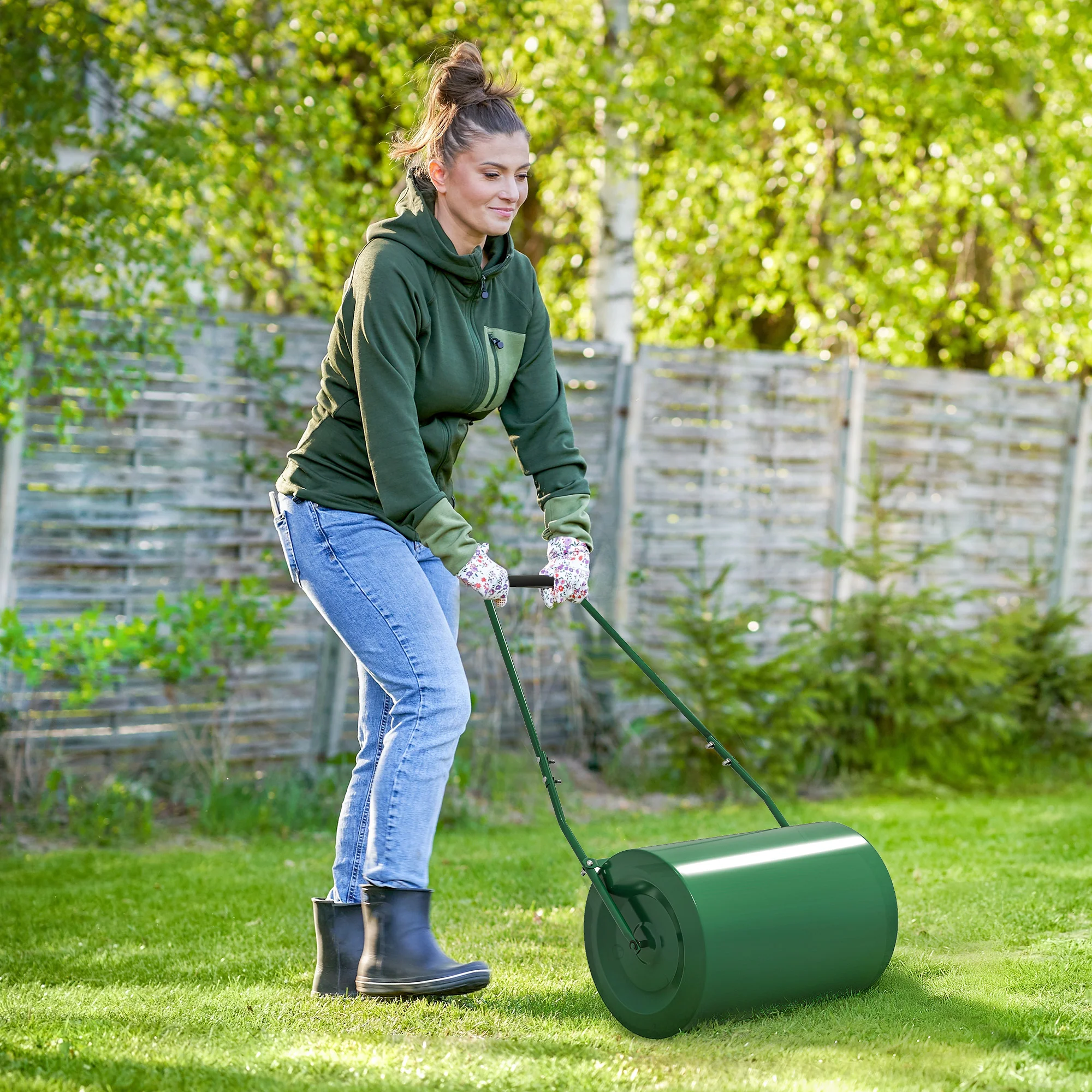 Outsunny 63 L Lawn Roller Large Heavy Duty Metal Sand Or Water Filled - Image 2