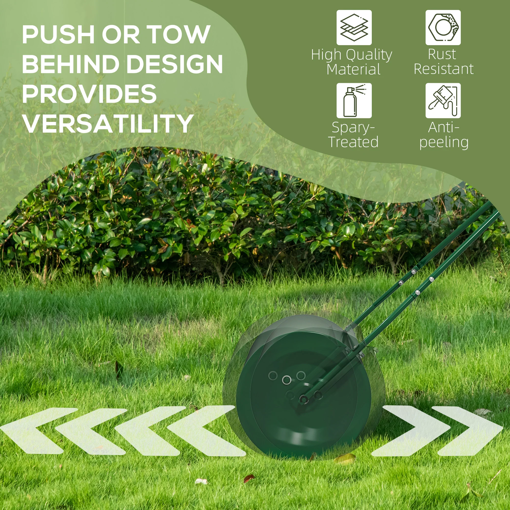 Outsunny 63 L Lawn Roller Large Heavy Duty Metal Sand Or Water Filled - Image 6
