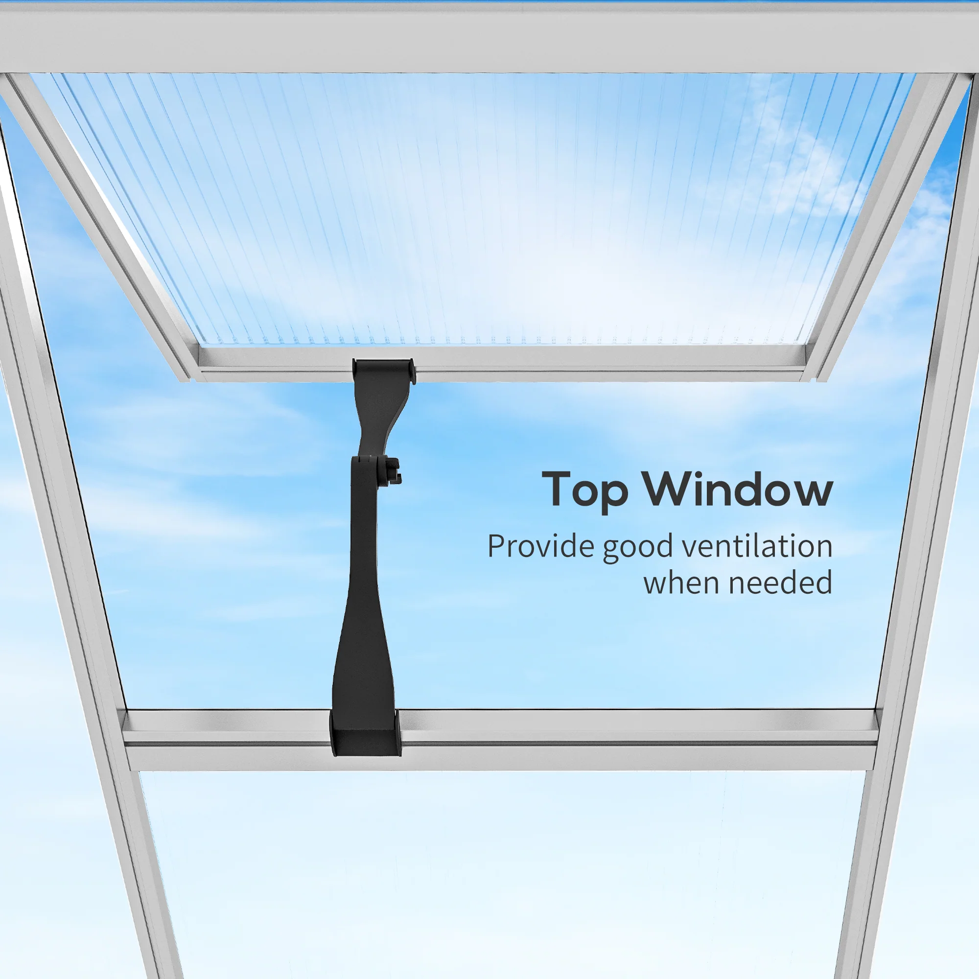 Outsunny Aluminium Greenhouse With/ Door Window Galvanised Base PC Panel - Image 7