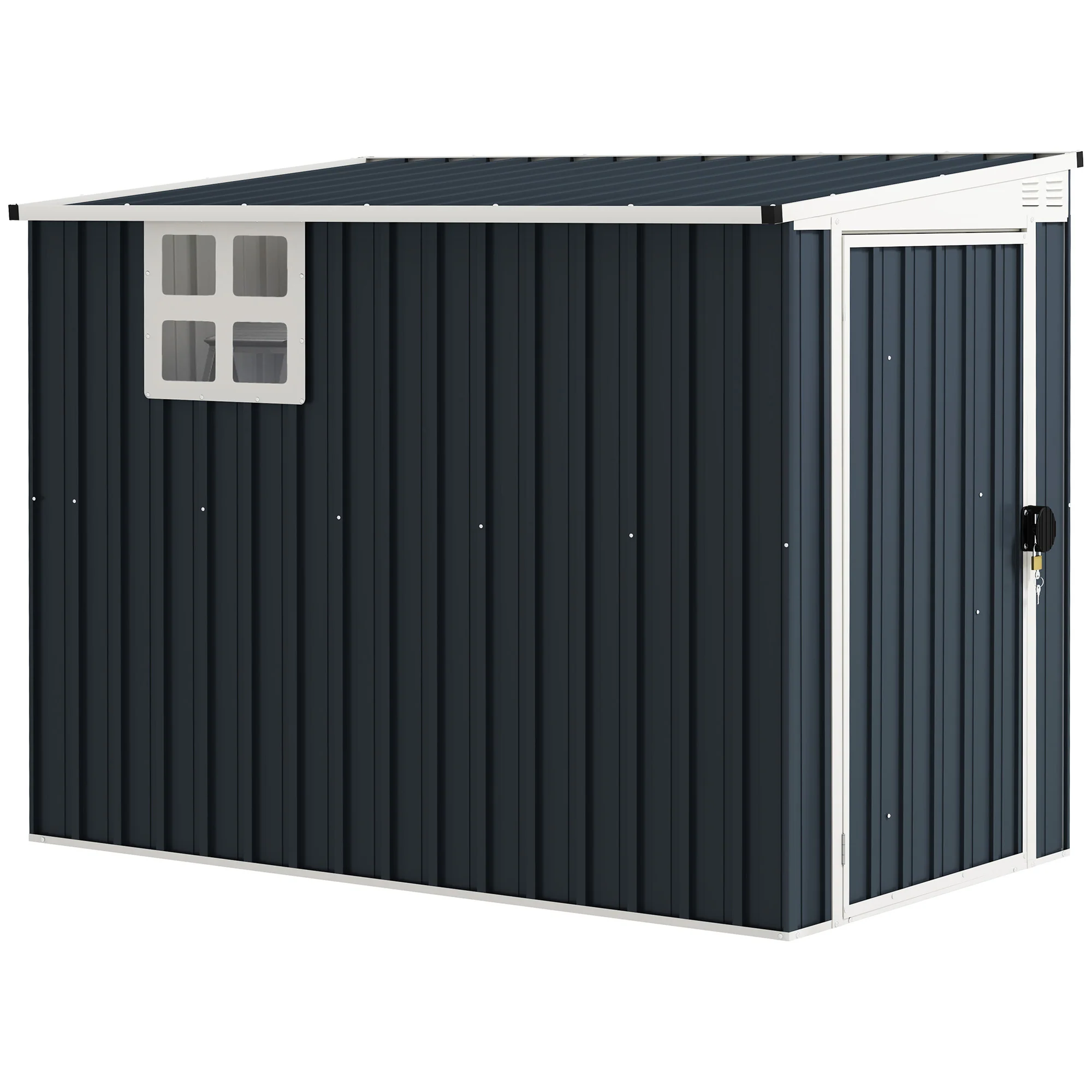 Outsunny 7.6 X 4ft Outdoor Garden Storage Shed With Window, Dark Grey
