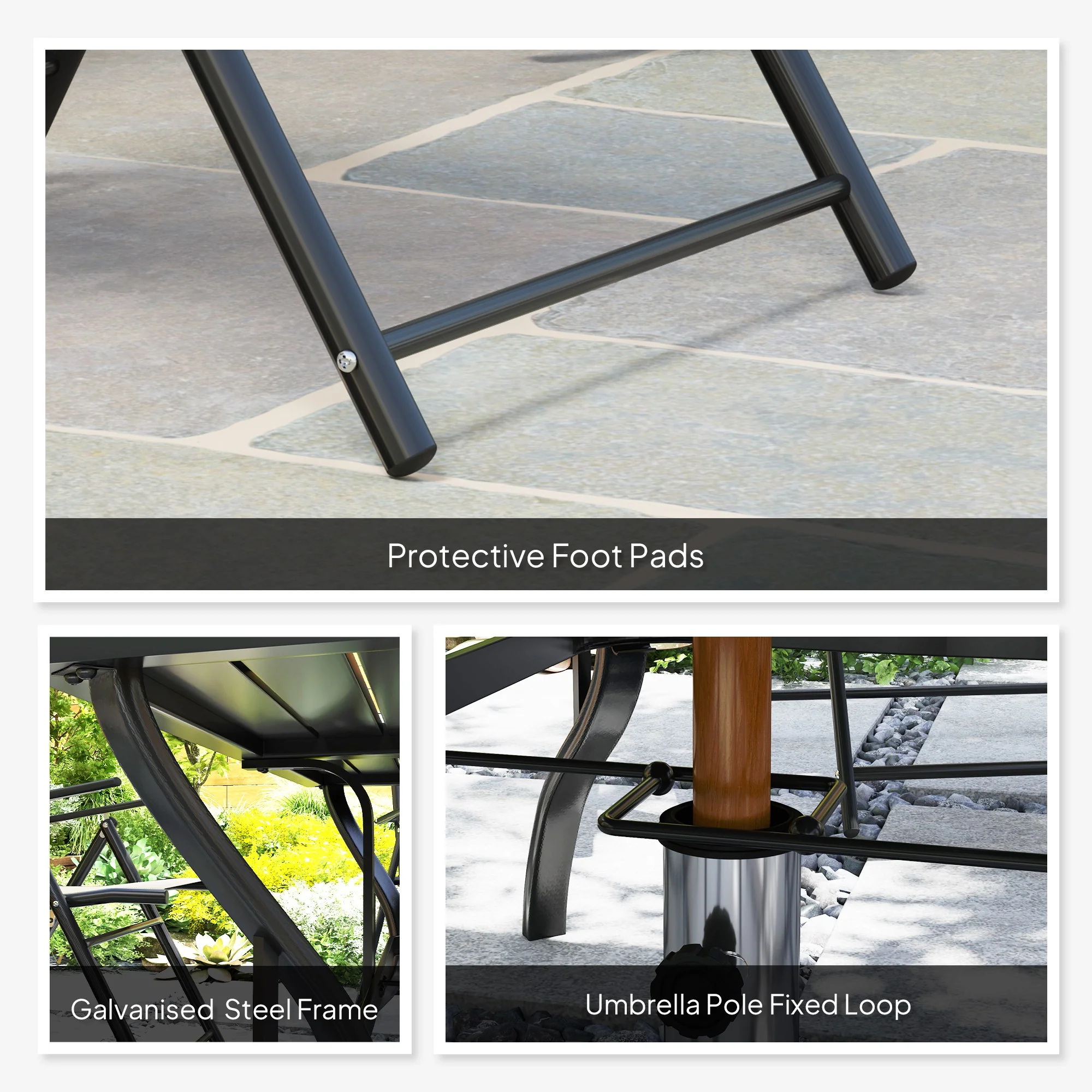 Outsunny 7 PCs Garden Dining Set, Folding Chairs And Metal Top Table - Image 17
