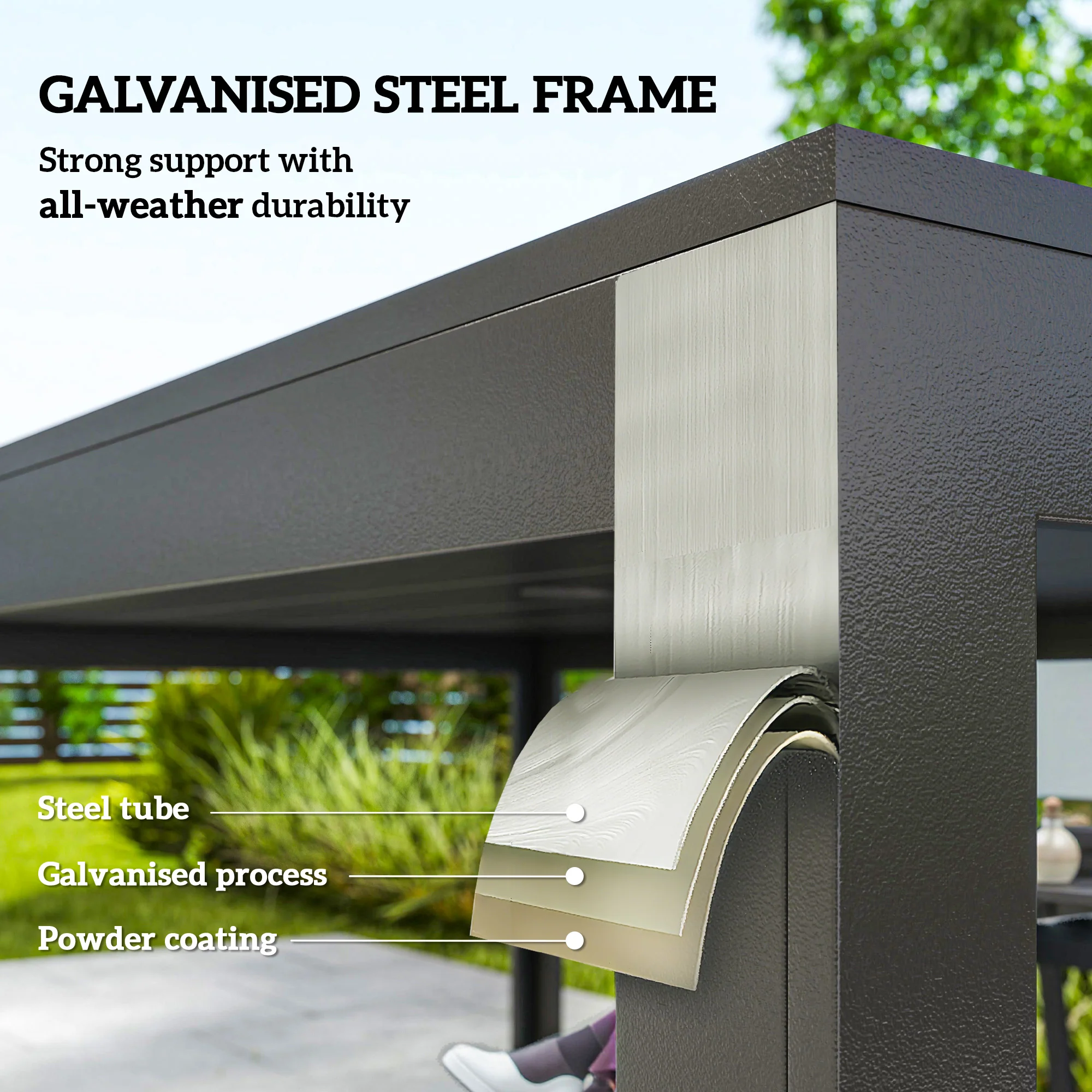 Outsunny 7 PCs Garden Dining Set W/ Stackable Chairs And Metal Top Table, Black - Image 6