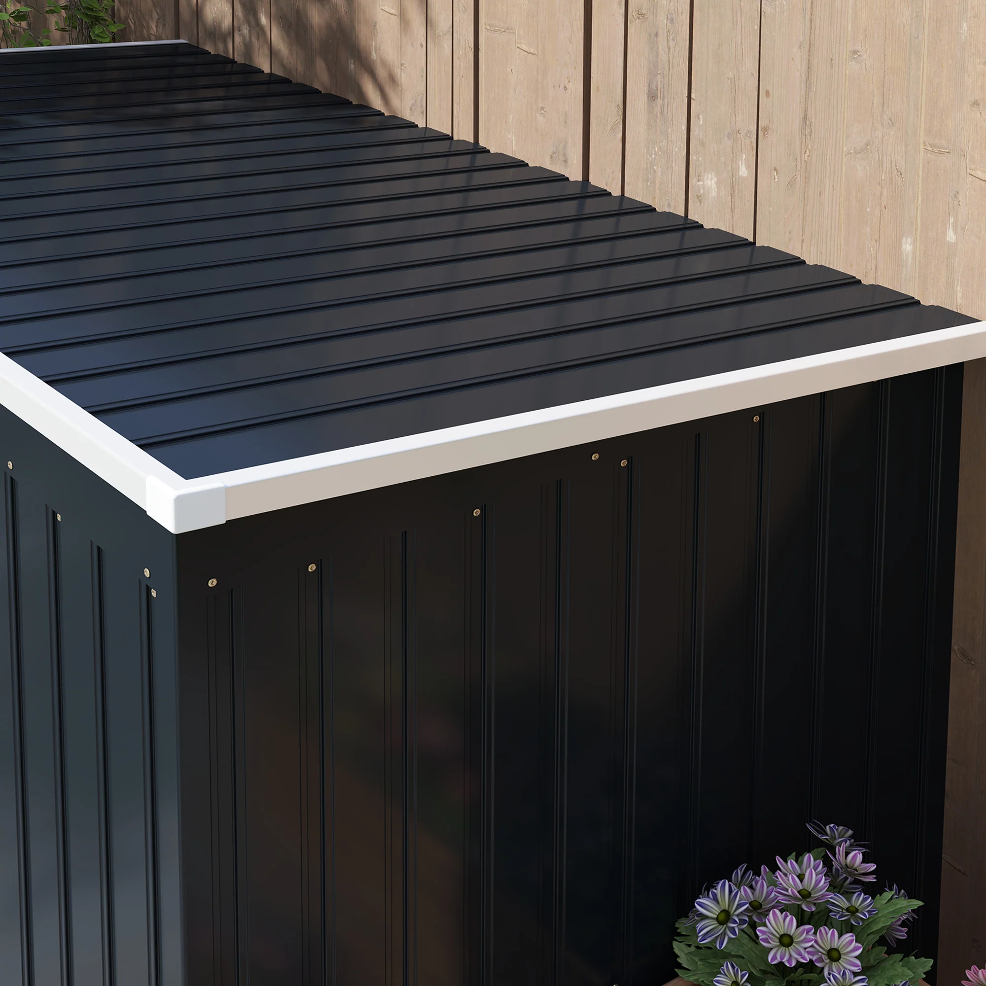 Outsunny 7 x 4ft Metal Garden Storage Shed w/ Double Door Dark Grey - Image 9