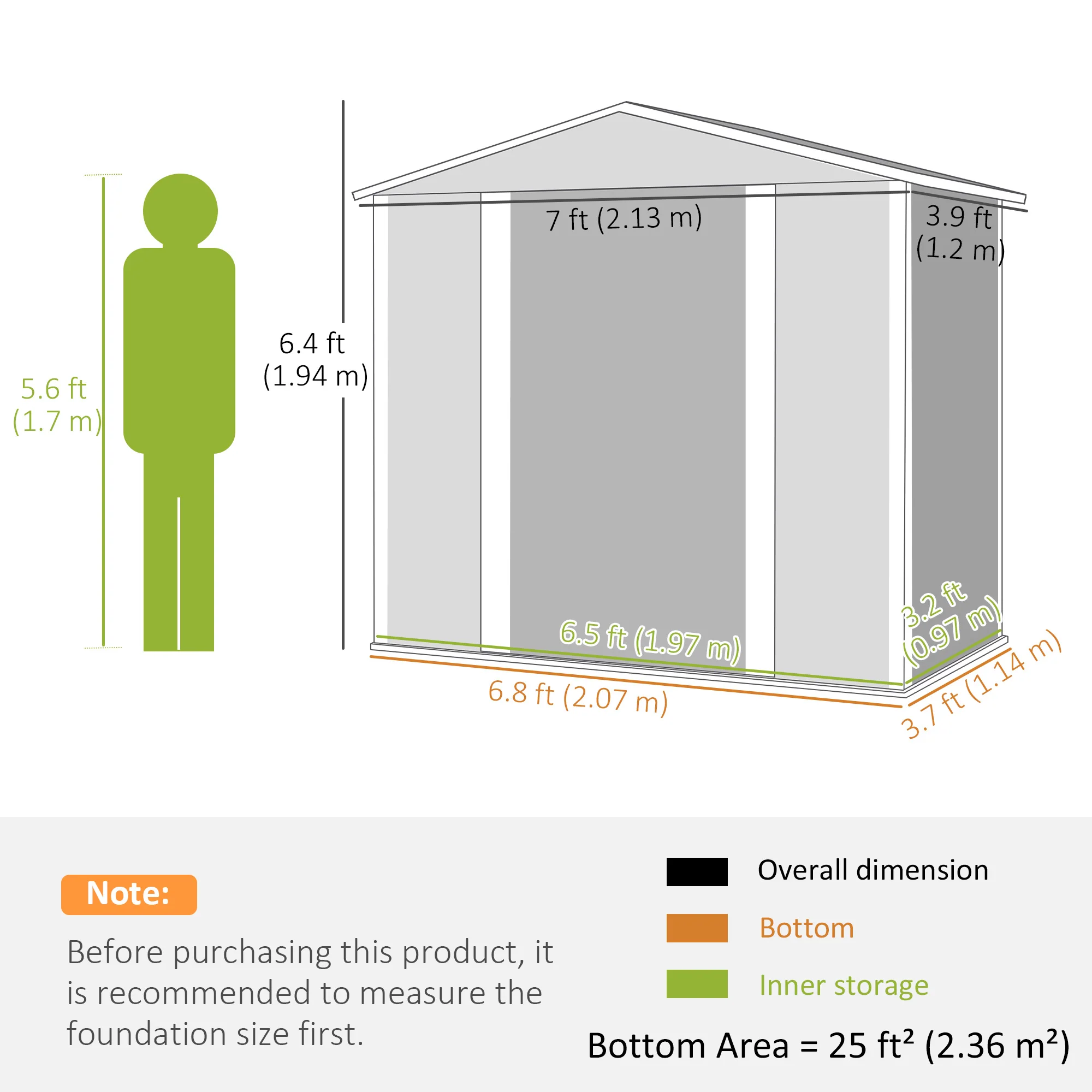 Outsunny 7 x 4ft Upgraded Metal Shed with Lock, Easy to Assemble - Image 14