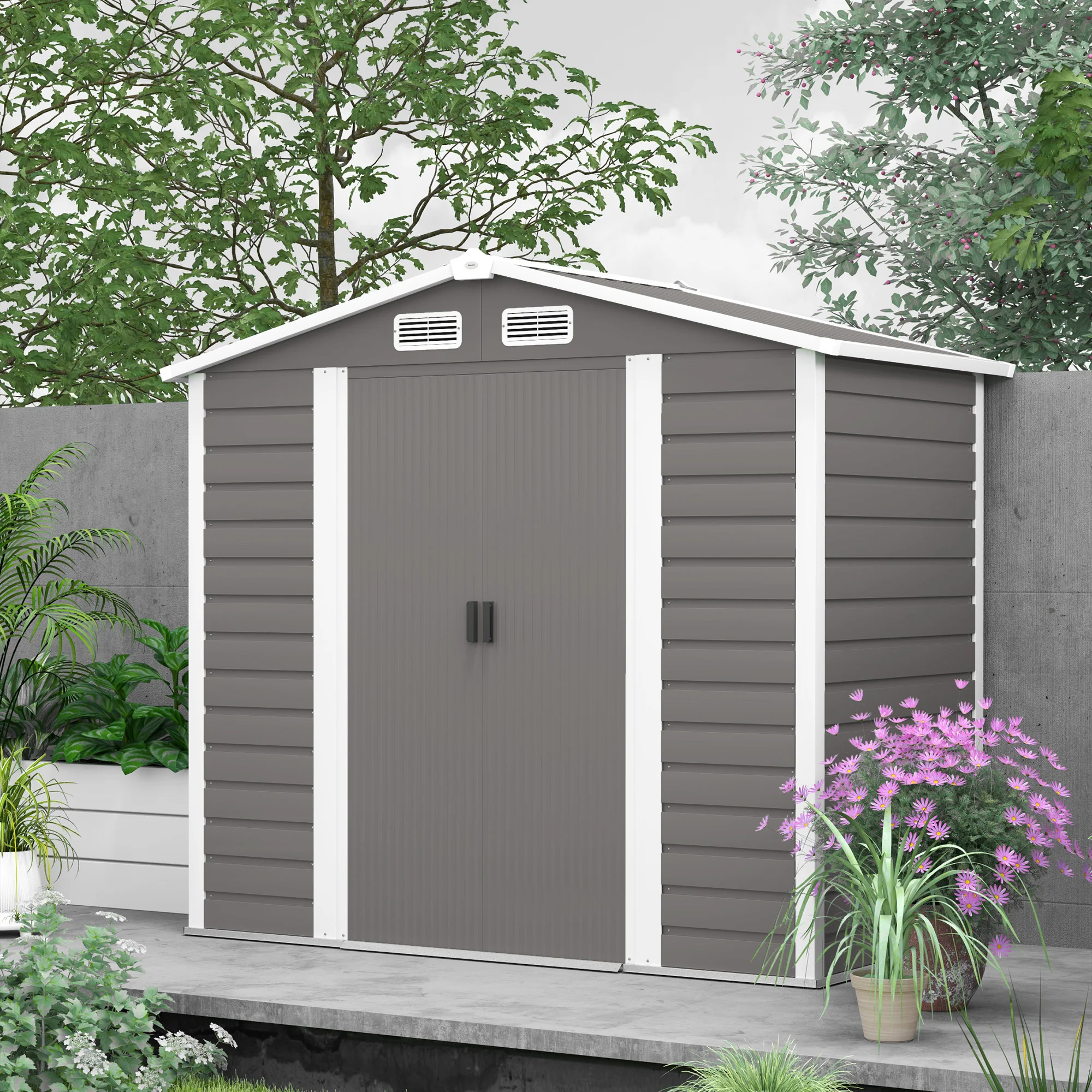Outsunny 7 x 4ft Upgraded Metal Shed with Lock, Easy to Assemble - Image 18