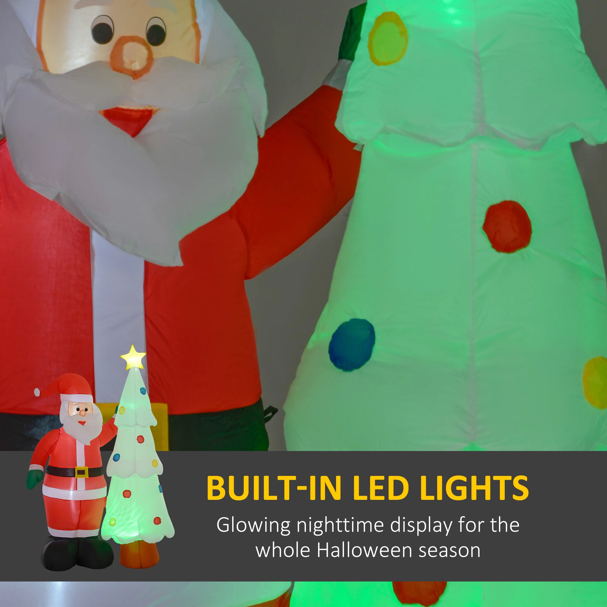 Outsunny 7ft Christmas Inflatable Decoration Santa Claus and Christmas Tree - Image 4