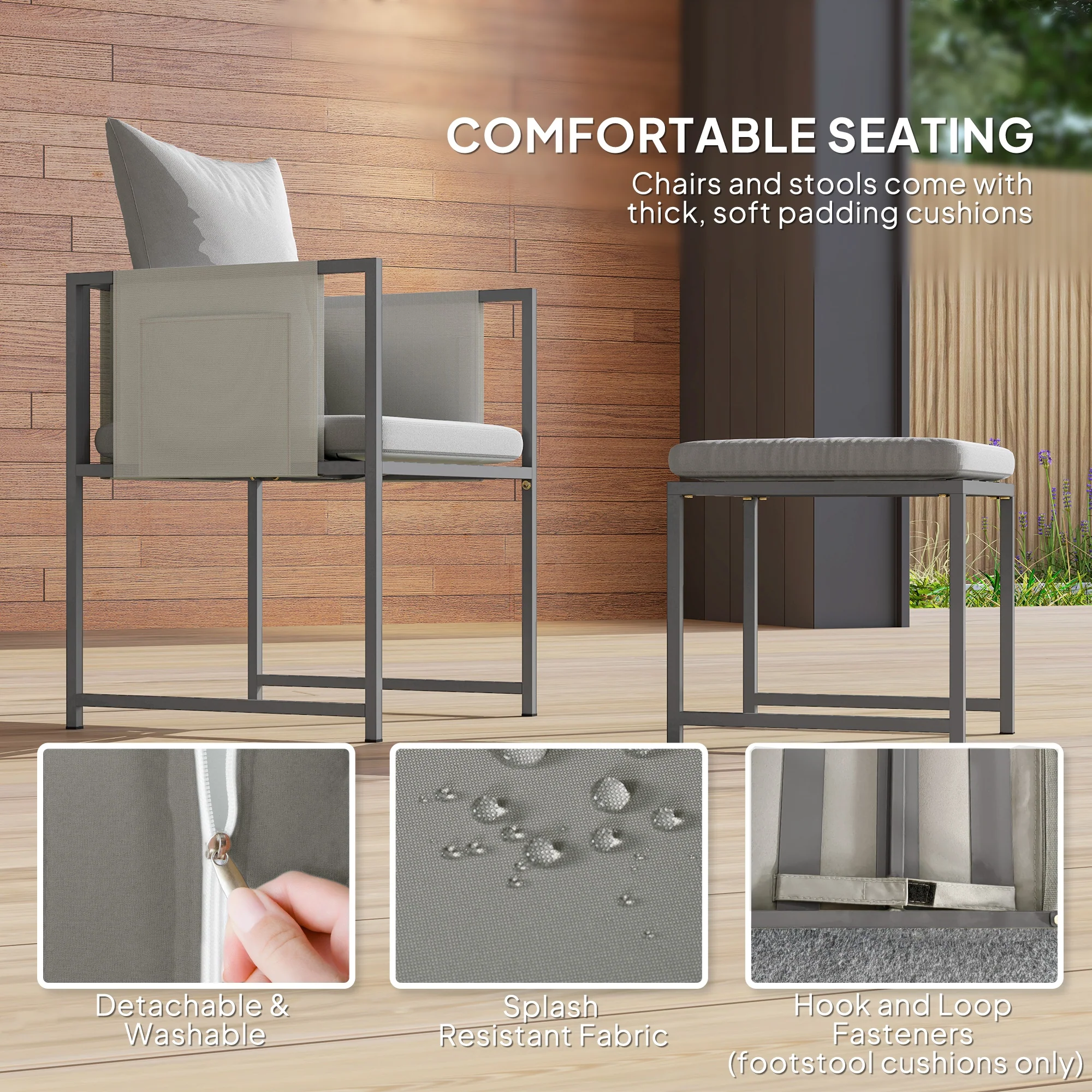 Outsunny 8 Seater Garden Dining Set, Cube Garden Furniture With Cushions - Image 4