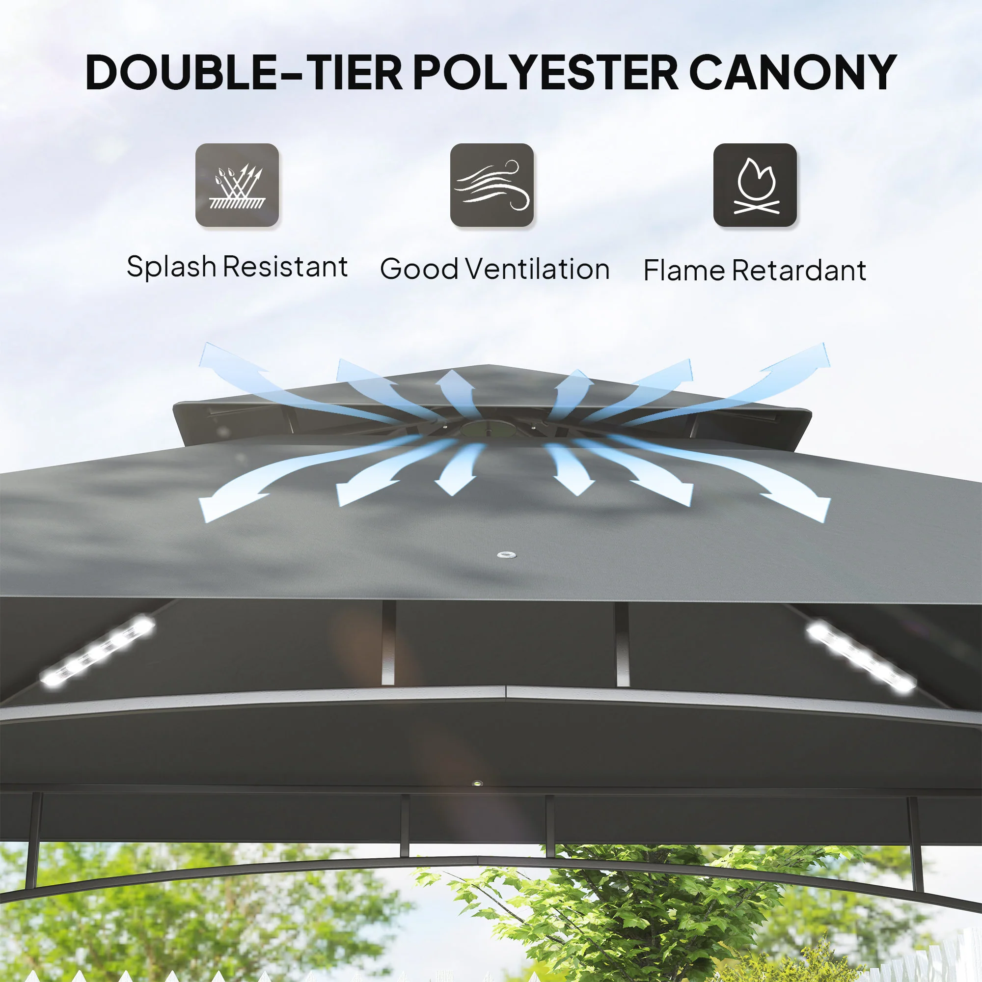 Outsunny 8' X 5' Grill Gazebo, Double Tiered Outdoor BBQ Shelter, Dark Grey - Image 12