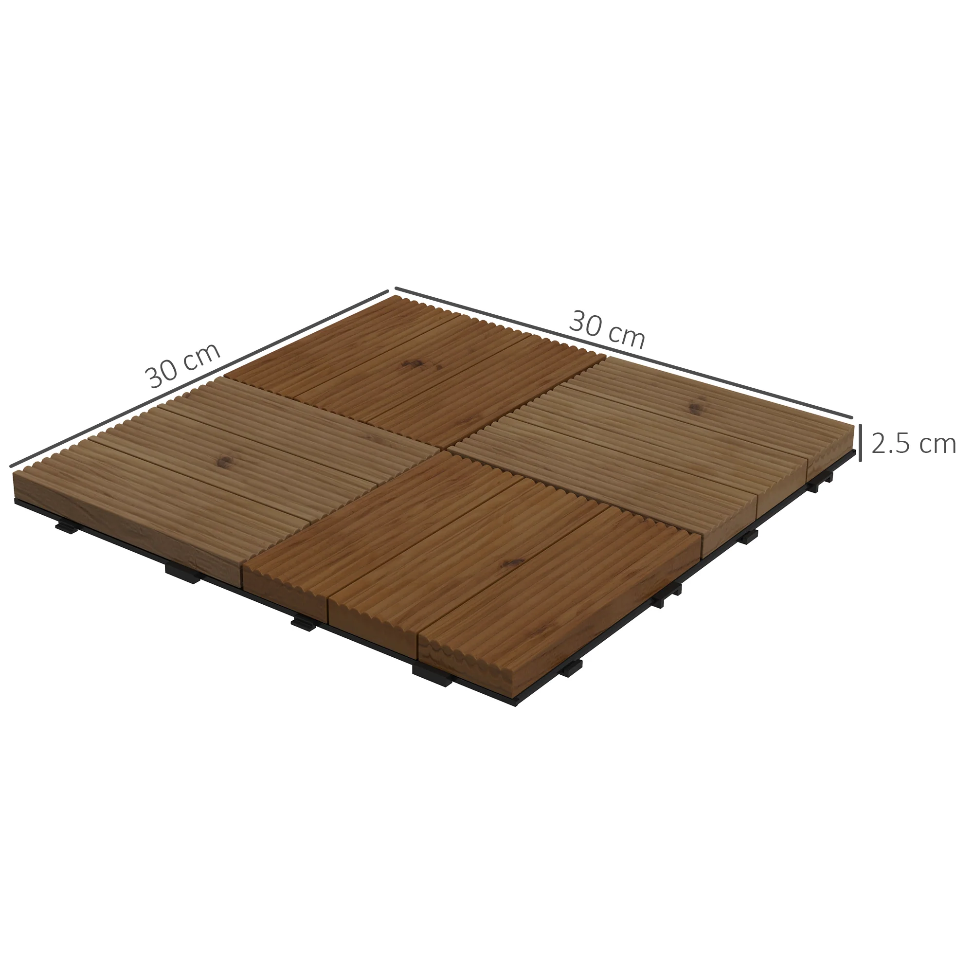 Outsunny 9 Pcs Interlocking Flooring Tiles for Patio, Balcony, Hot Tub, Brown - Image 5