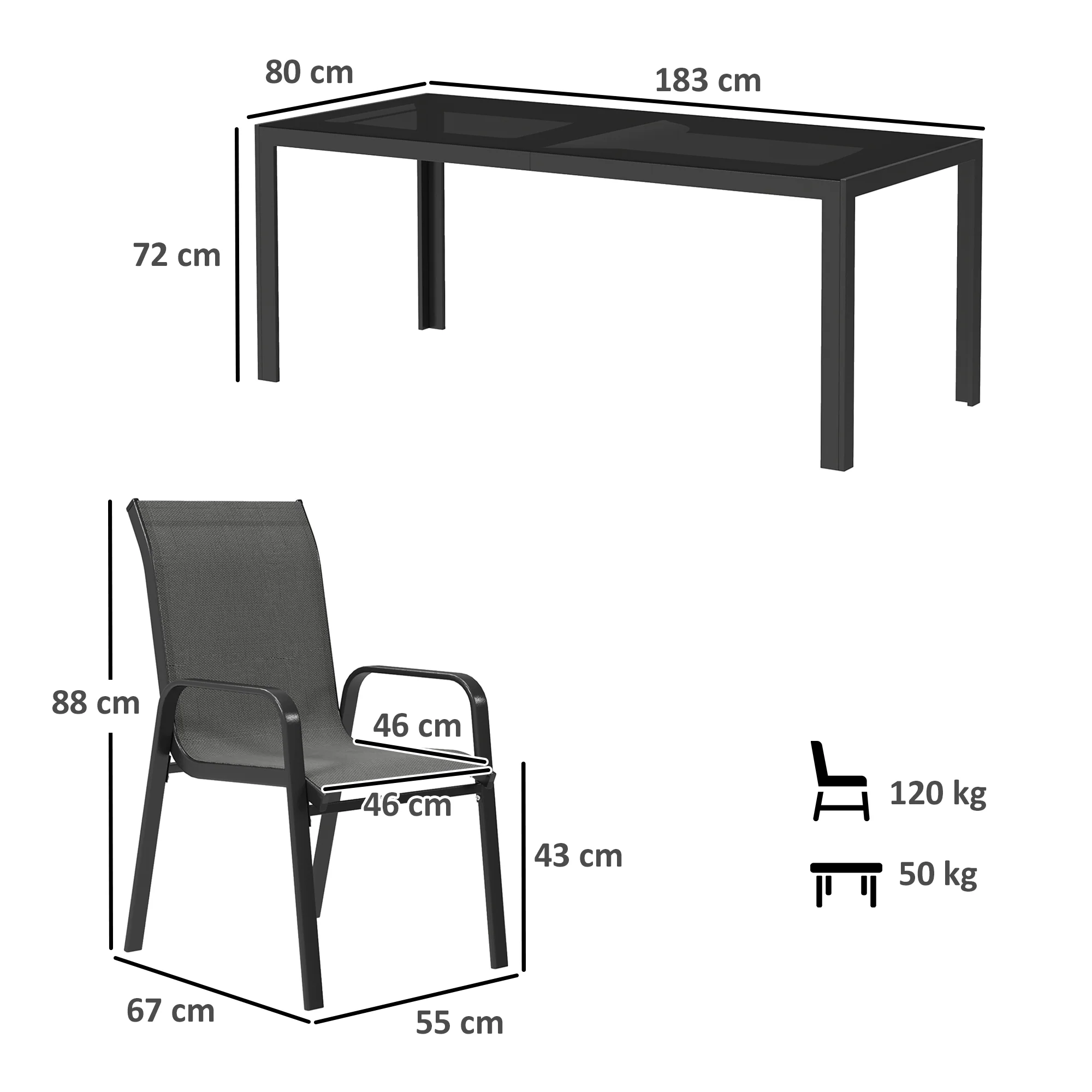 Outsunny 9 Pieces Patio Dining Set with Stackable Chairs - Image 14