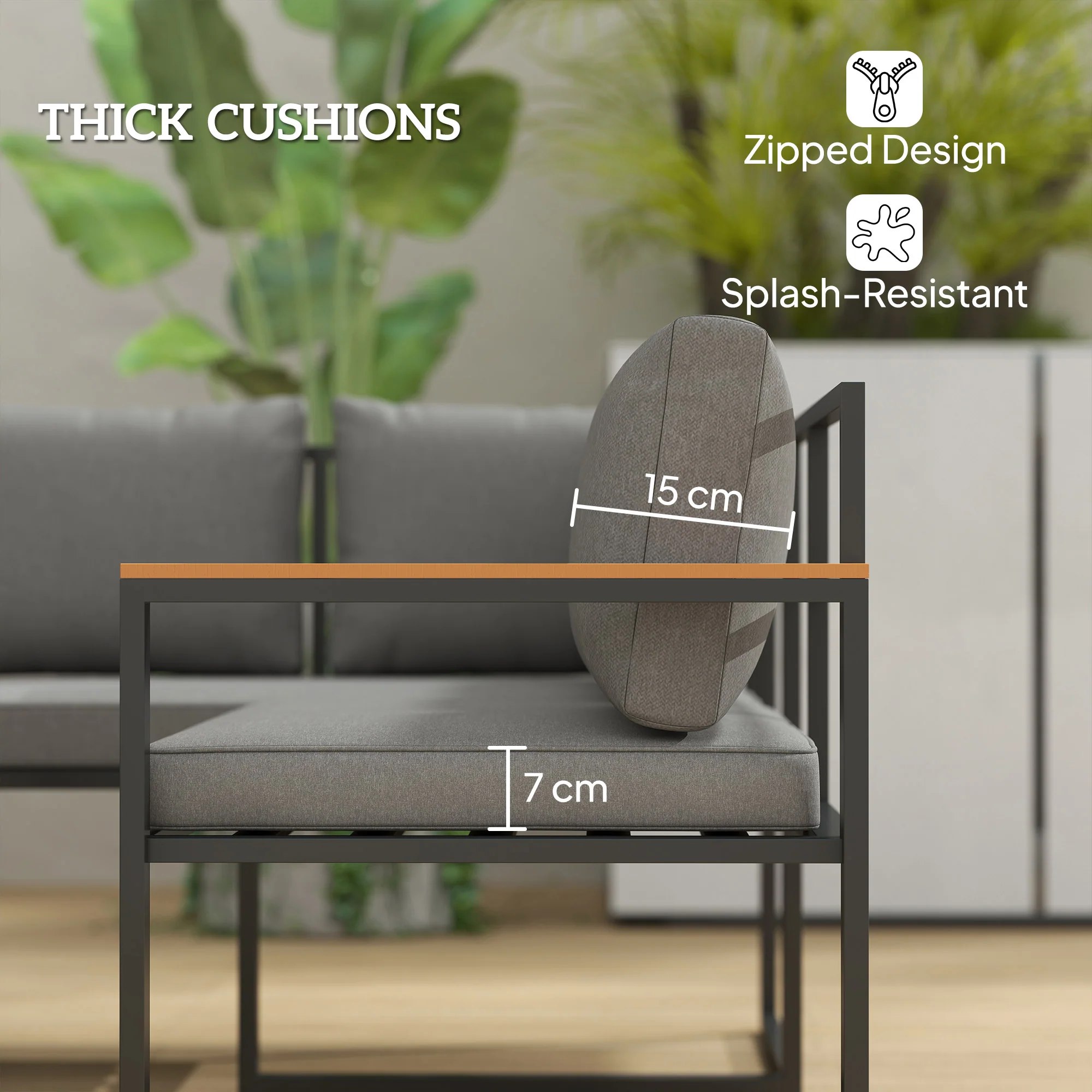 Outsunny 9 Seater Outdoor Corner Sofa Set with Wide and Deep Seats - Image 15
