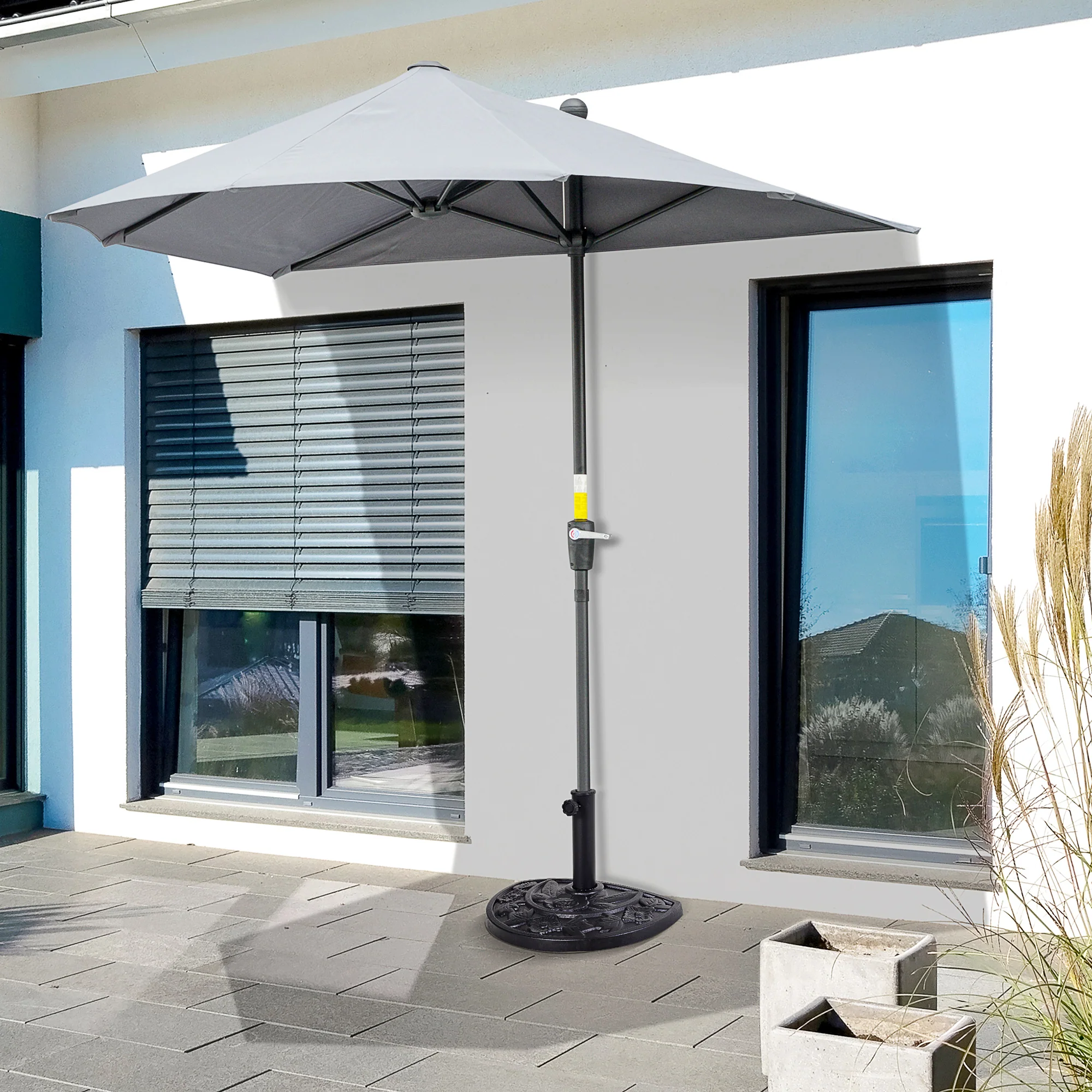 Outsunny 9kg Half Round Parasol Umbrella Base Resin Outdoor Garden Furniture - Image 2