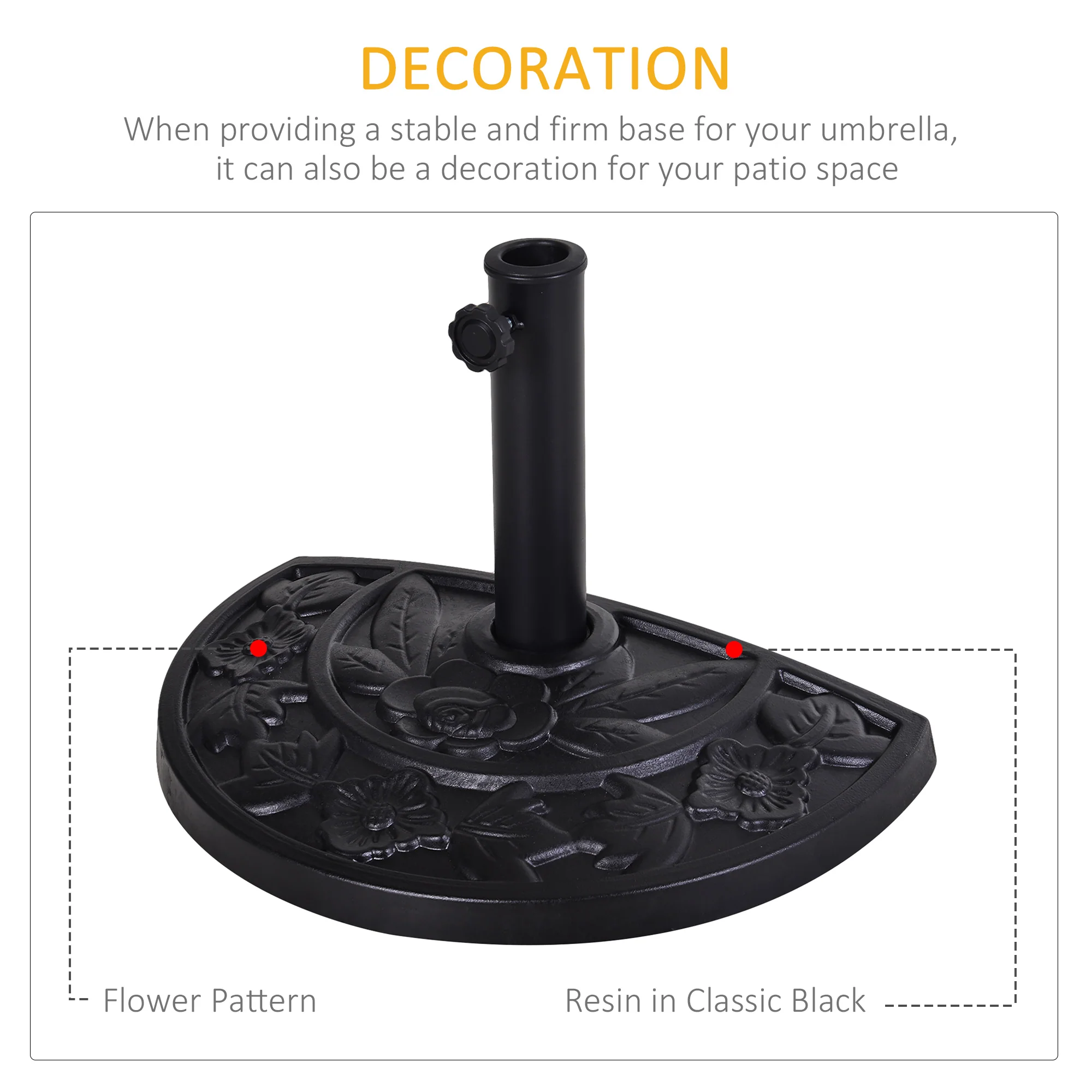 Outsunny 9kg Half Round Parasol Umbrella Base Resin Outdoor Garden Furniture - Image 3