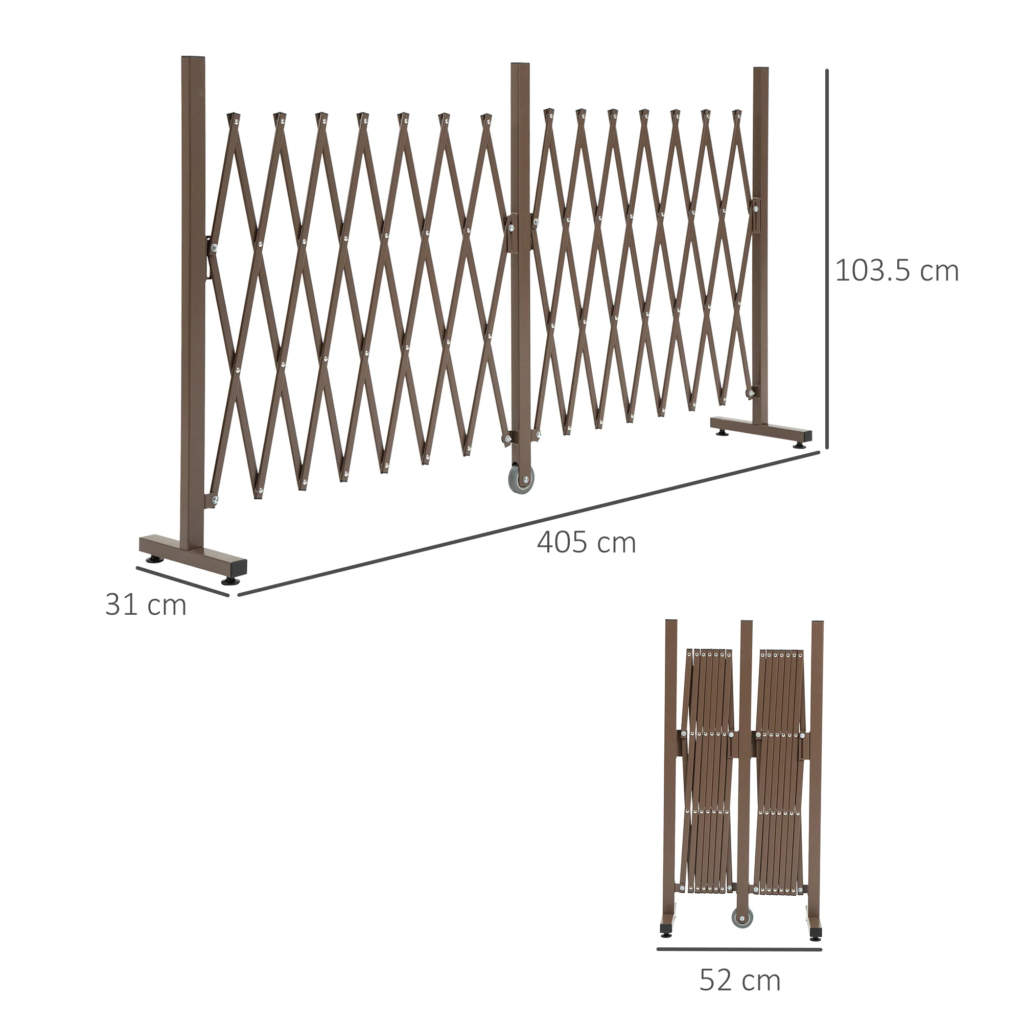 Outsunny Aluminium Alloy Fence Foldable Garden Screen Panel, Dark Brown - Image 5