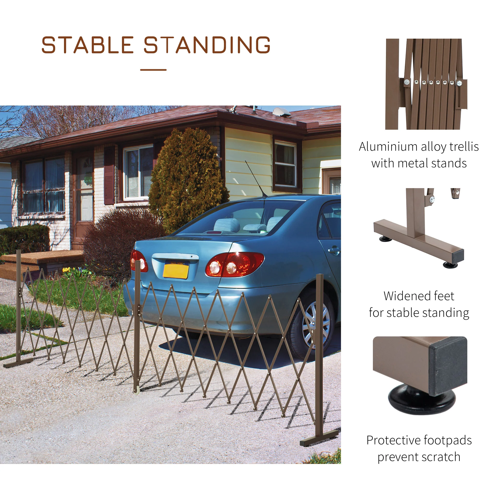 Outsunny Aluminium Alloy Fence Foldable Garden Screen Panel, Dark Brown - Image 6