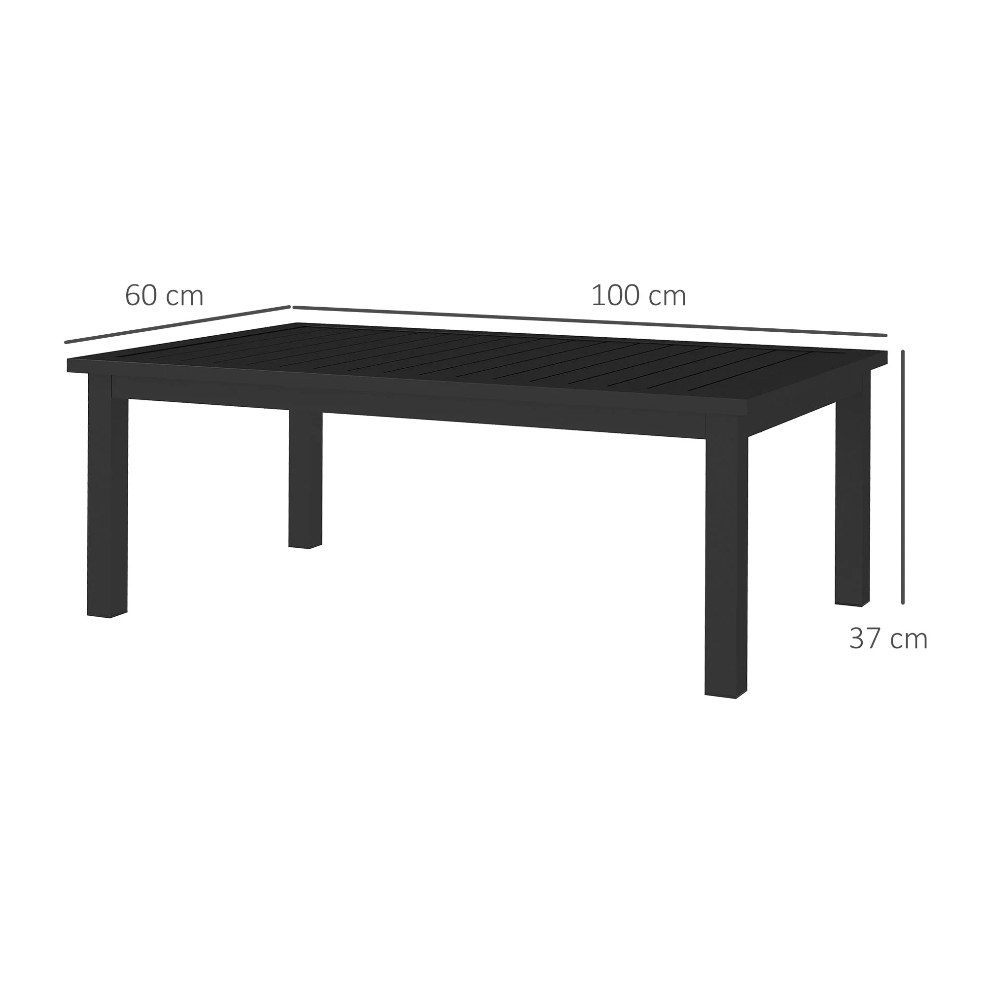 Outsunny Aluminium Outdoor Coffee Table Patio Table, Black - Image 5