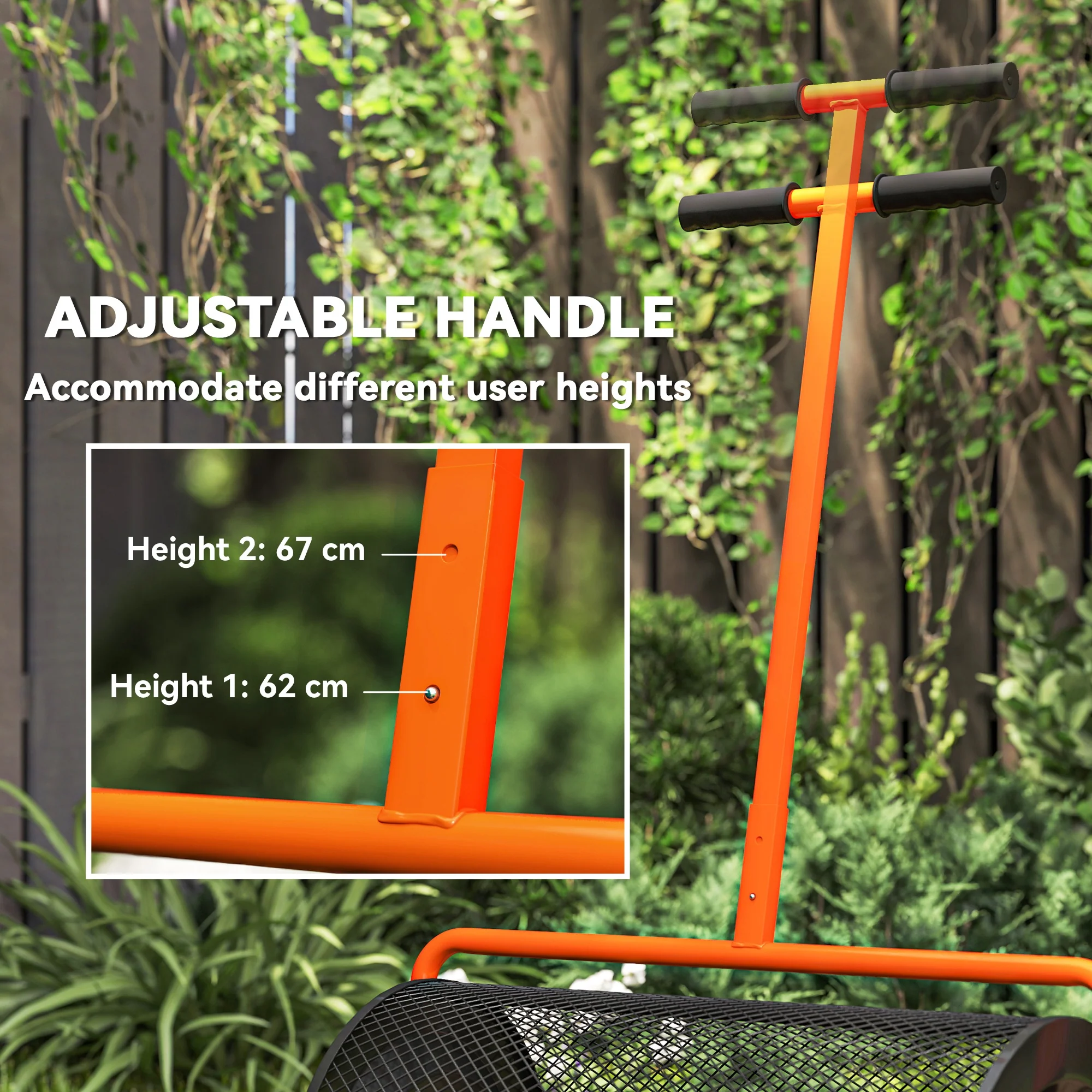 Outsunny Compost Spreader, 24\" Garden Spreader w/ Height Adjustable Handle - Image 6