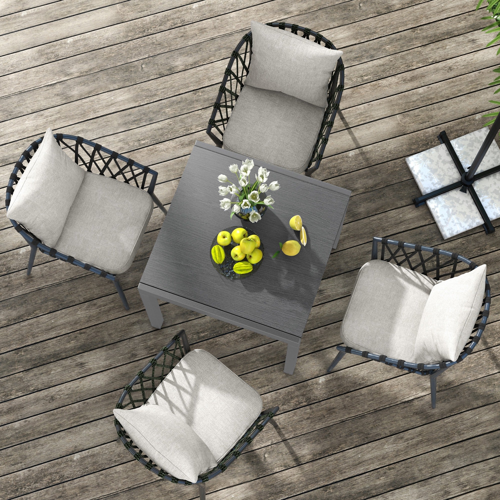Outsunny Extendable Garden Table for 6 with Aluminium Frame for Patio, Balcony - Image 7