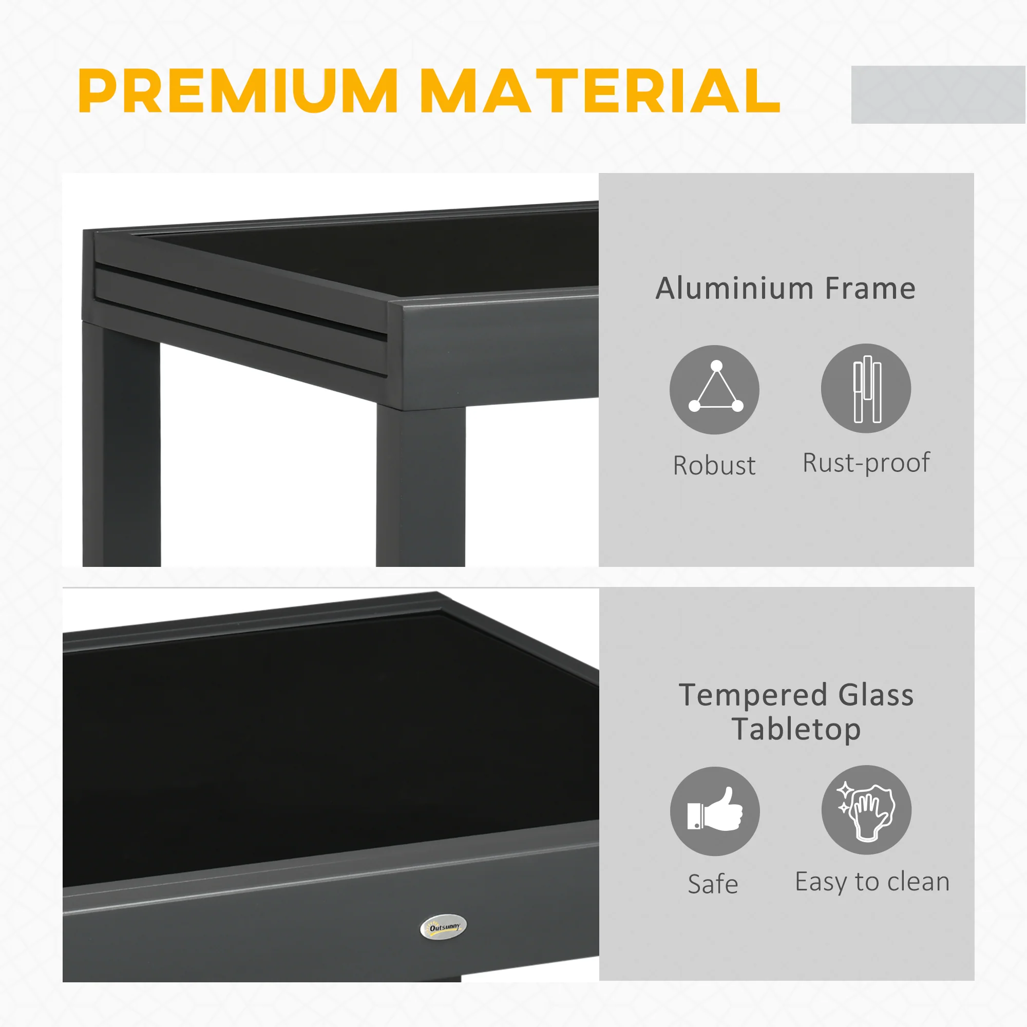 Outsunny Extendable Outdoor Dining Table Patio Table with Aluminium Frame Black - Image 6