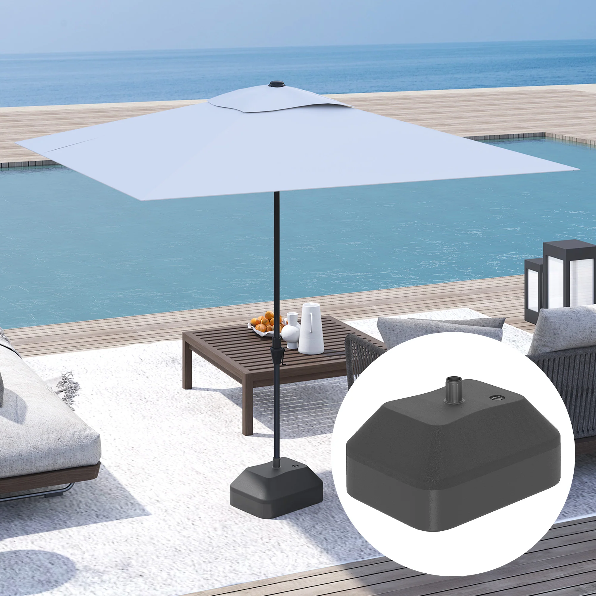 Outsunny Fillable Parasol Base, Sun Umbrella Base for Deck Poolside, Black - Image 8
