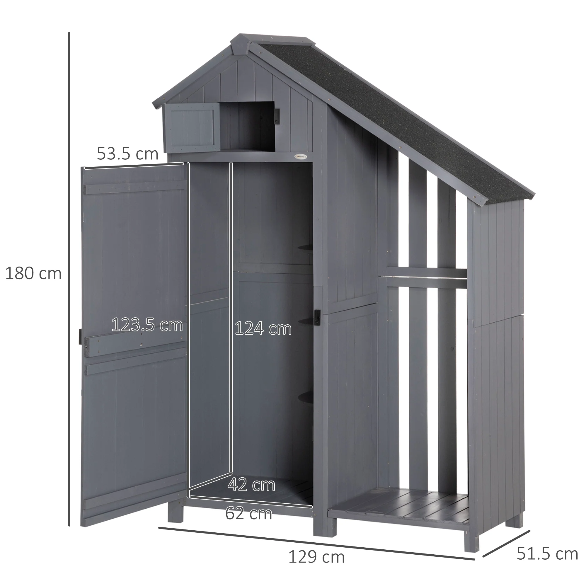 Outsunny  Fir Garden Storage Shed With Shelves Log Rack, For Garden Tools - Image 5