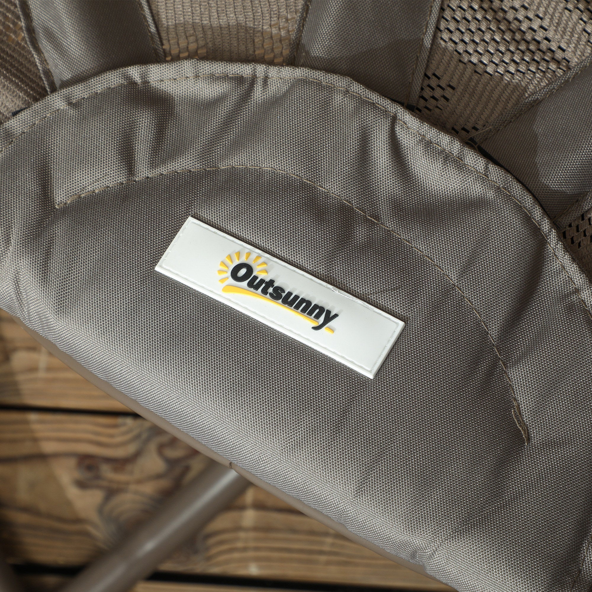 Outsunny Foldable Egg Chair with Cushions, Indoor Outdoor Swivel Lounger, Sand - Image 17