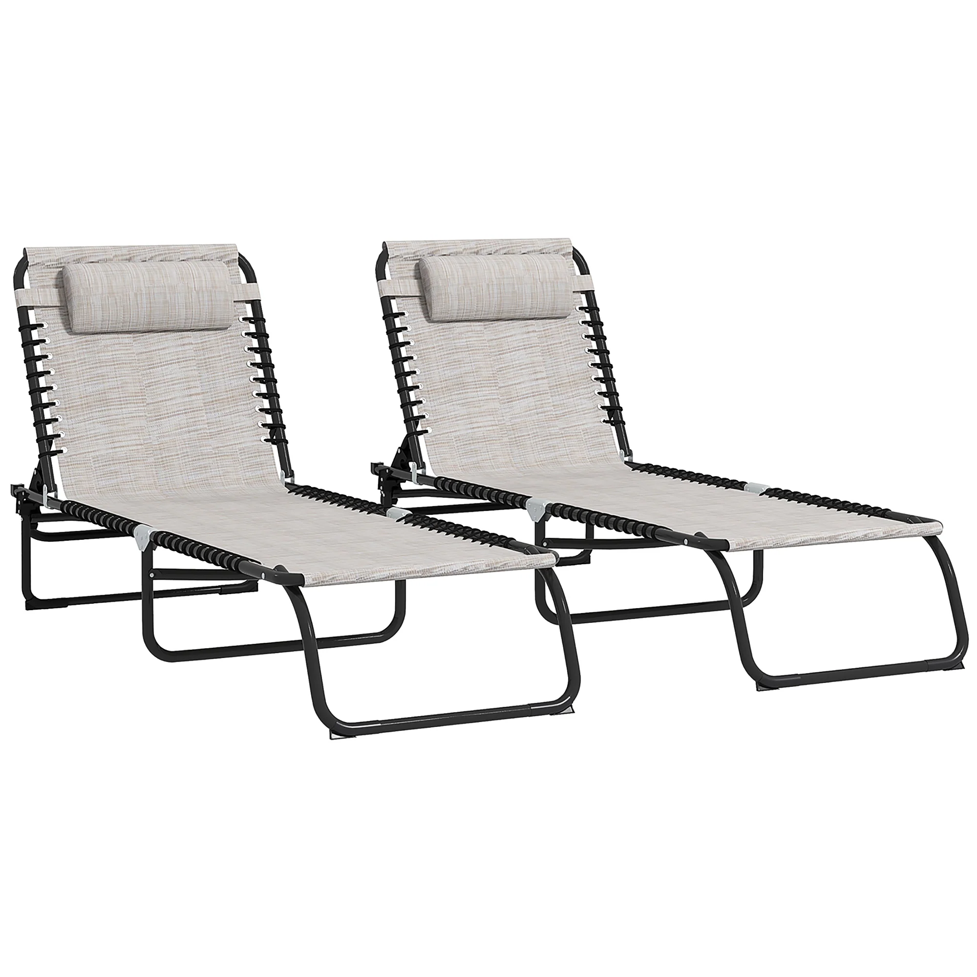 Outsunny Folding Beach Chair Chaise Lounge 4 Adjustable Positions - Image 10