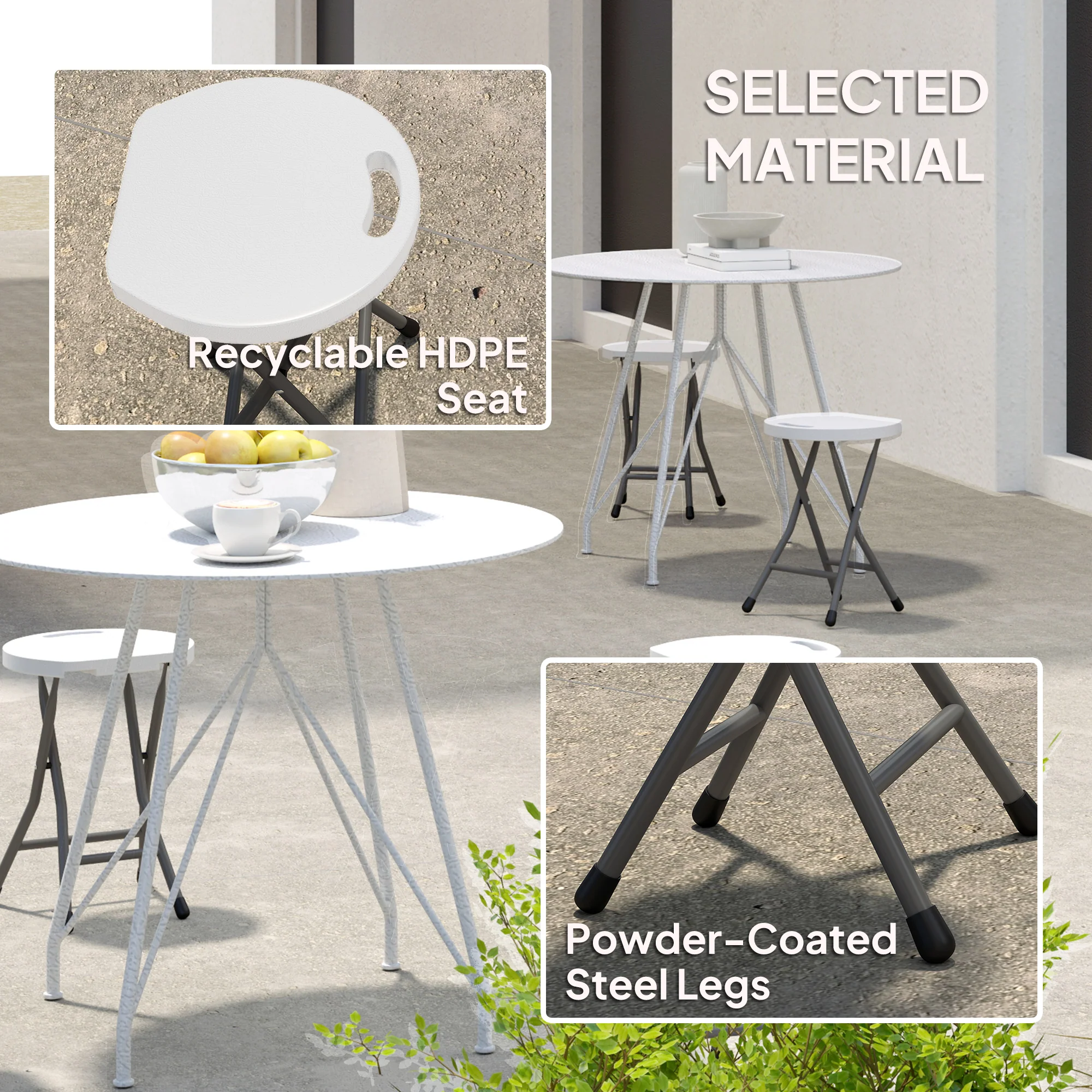 Outsunny Folding Stool Set Of 4, Decorative Garden Stool Set - Image 15