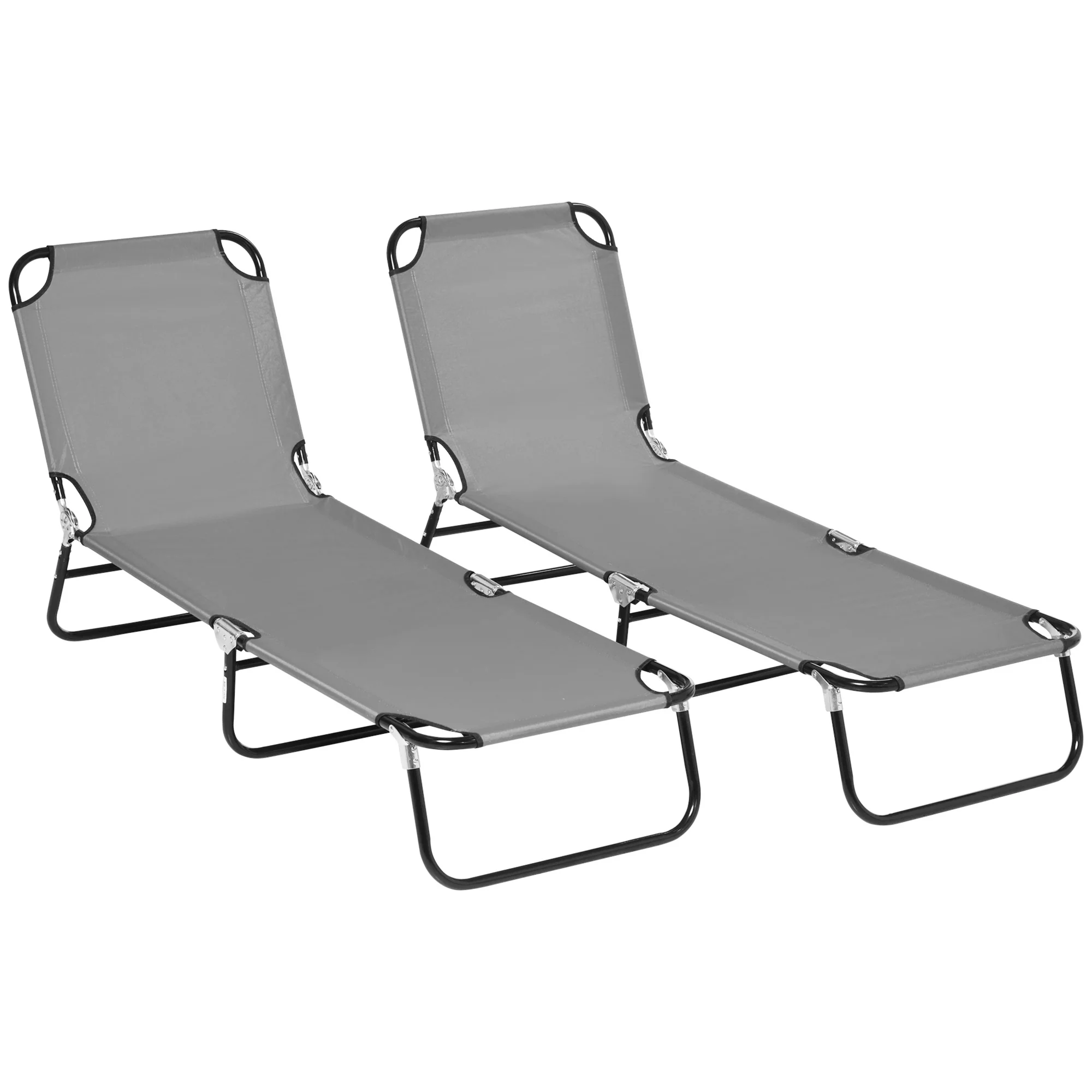 Outsunny Folding Sun Loungers Set Of 2 With Adjustable Backrest - Image 28
