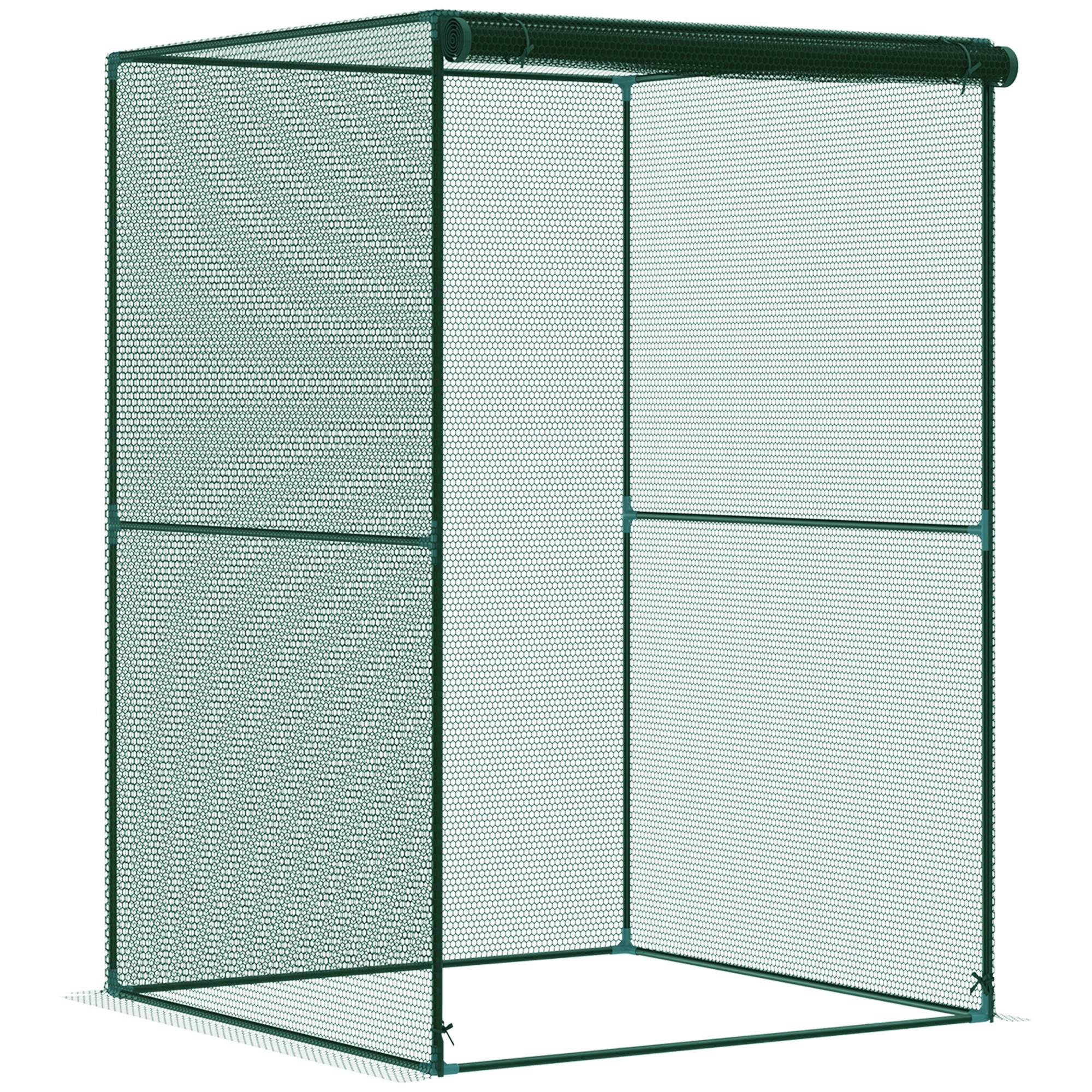 Outsunny Fruit Cage, Plant Protection Tent, 1.2 x 1.2 x 1.8m, Dark Green