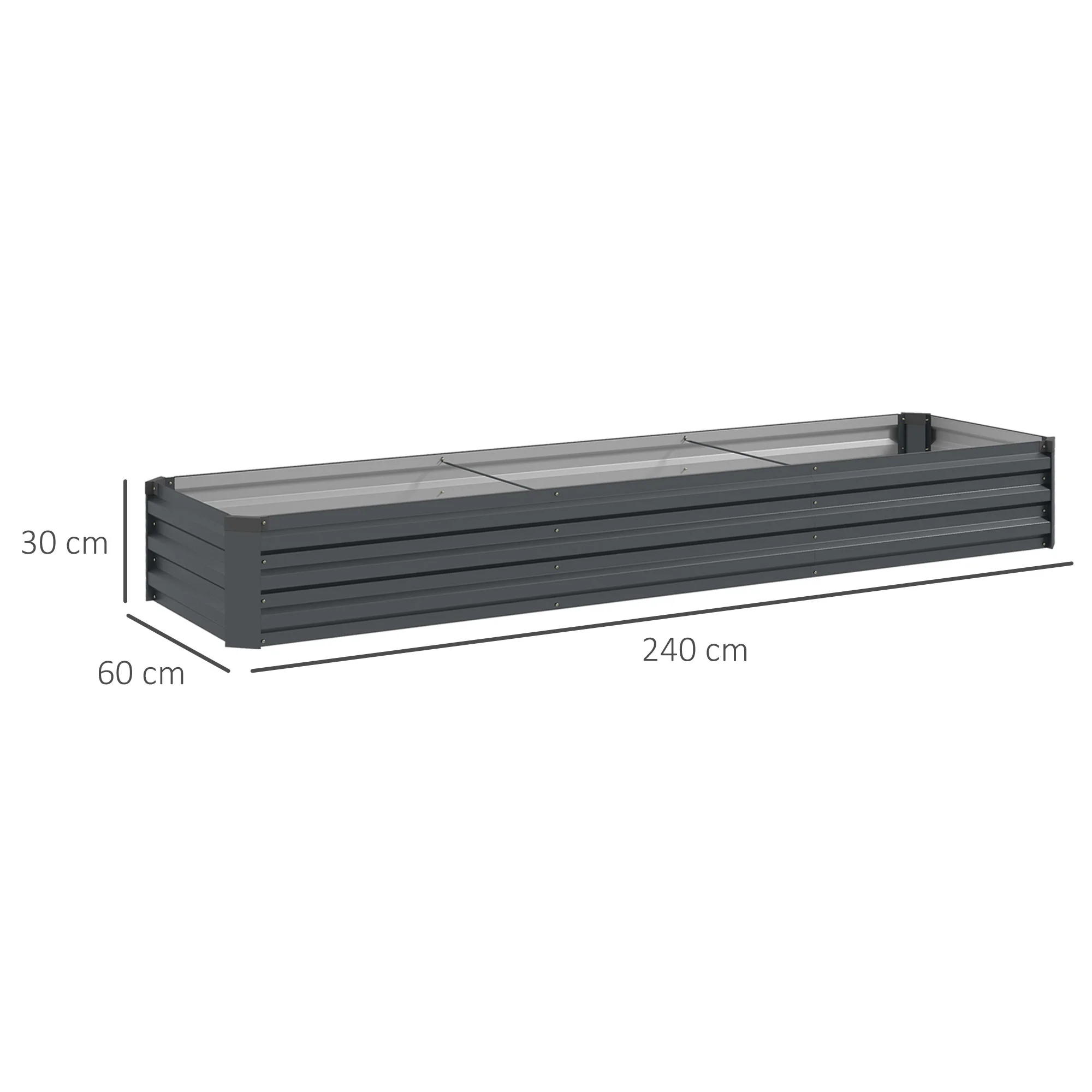 Outsunny Galvanised Raised Bed for Garden, Outdoor Elevated Planter Box, Grey - Image 5
