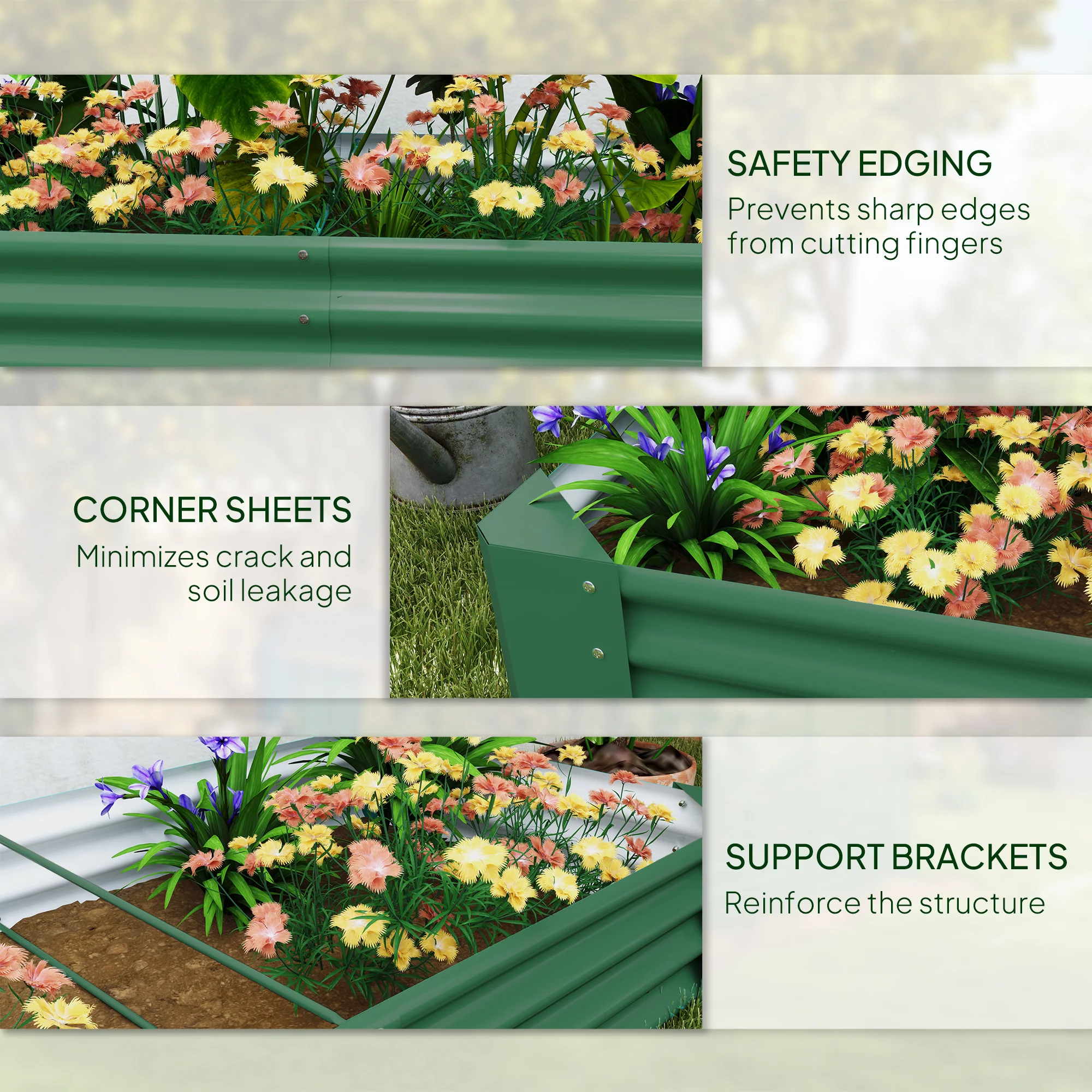 Outsunny Galvanised Raised Garden Bed, 180x90x30cm Raised Planter, Green - Image 7