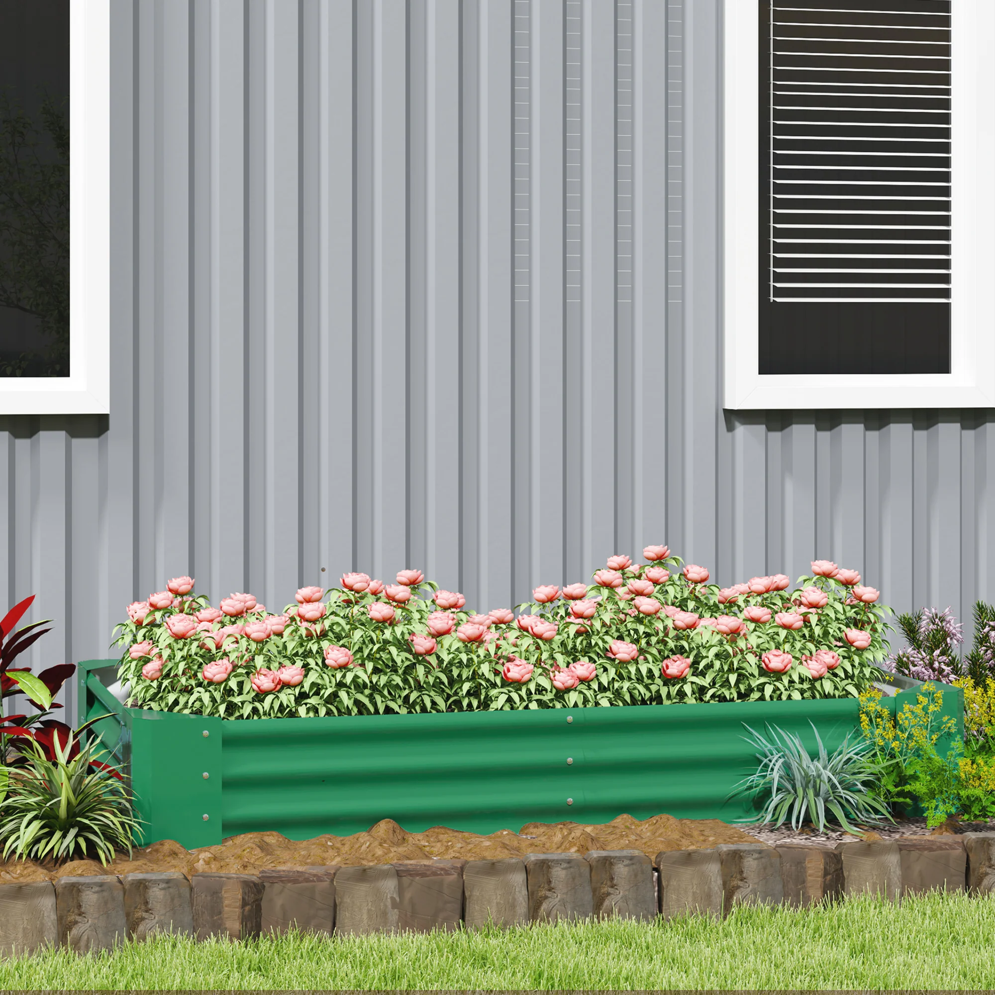 Outsunny Galvanised Raised Garden Bed, 180x90x30cm Raised Planter, Green - Image 8