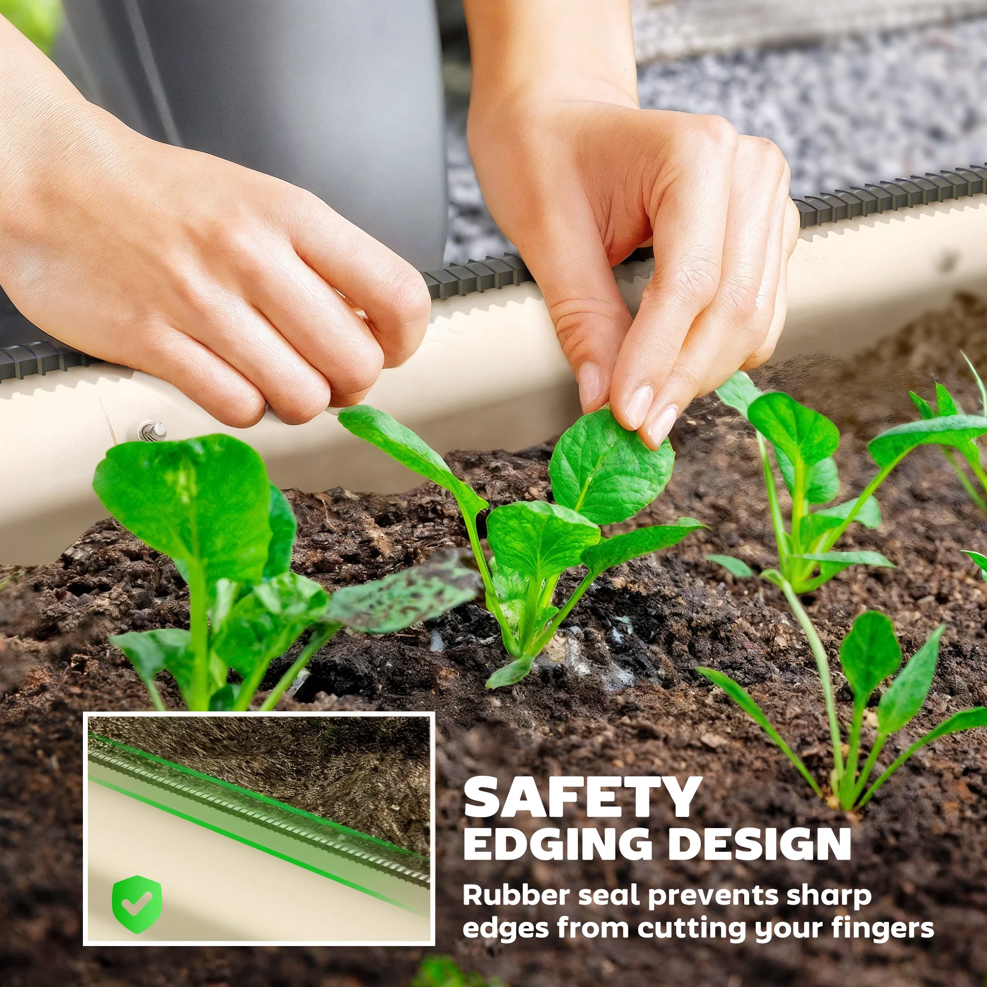 Outsunny Galvanised Raised Garden Bed with Safety Edging, Cream White - Image 6
