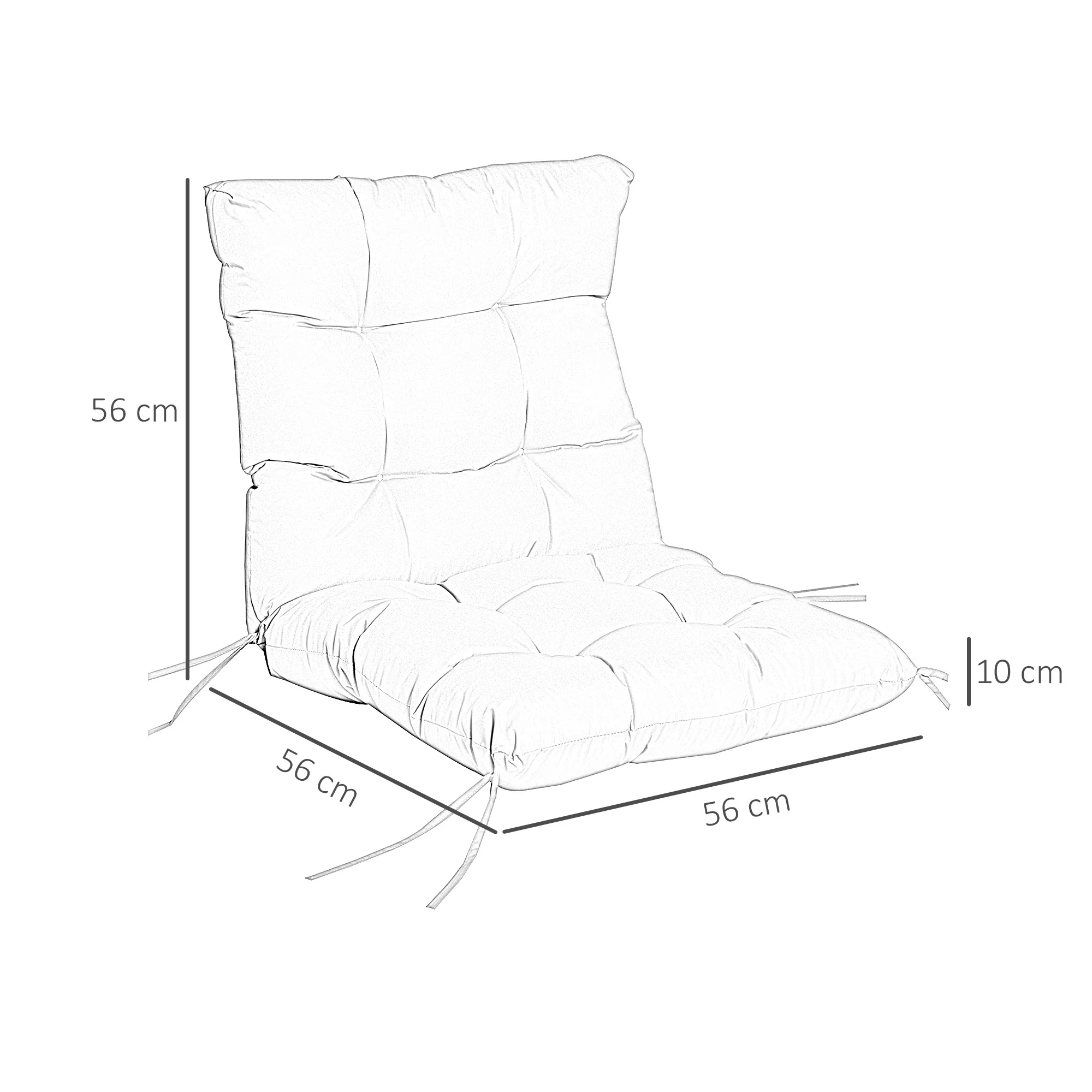 Outsunny Garden Back Chair Cushion Patio Seat Cushion Pad Outdoor & Indoor Use - Image 5