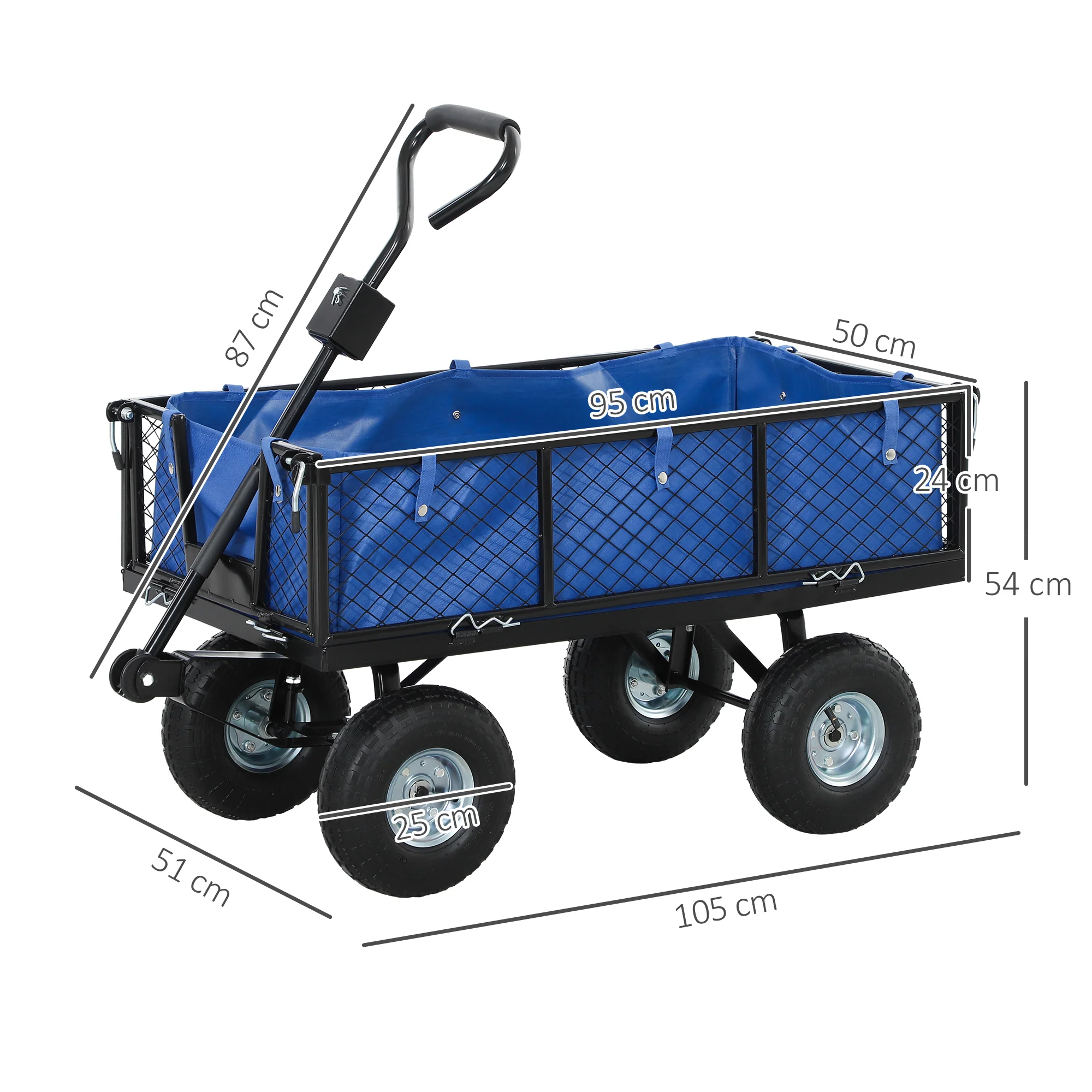 Outsunny Garden Cart With Removable Liner, Quick-Release Sides - Image 14