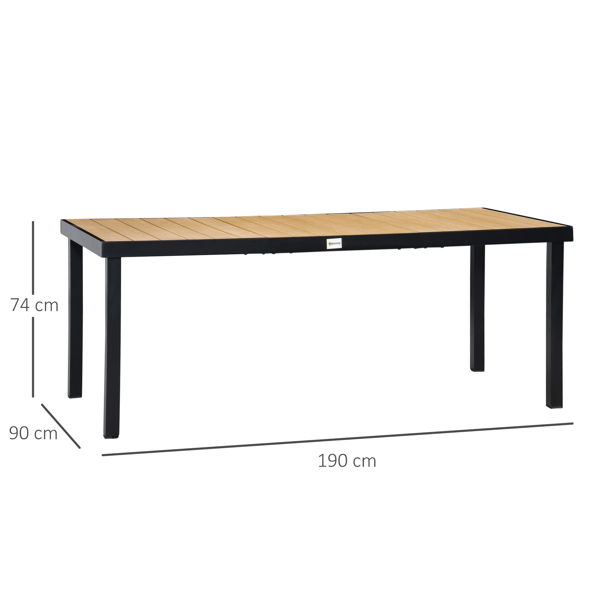 Outsunny Garden Dining Table For 8, Aluminium Frame For Patio, Natural - Image 14