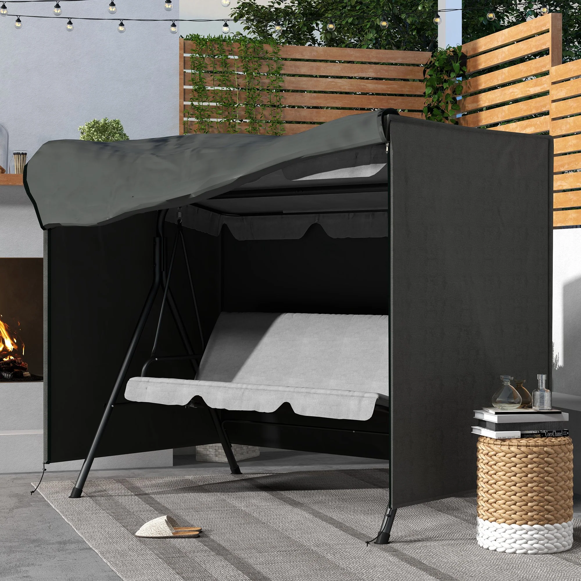 Outsunny Garden Furniture Protector Patio Swing Chair Cover - Grey - Image 11