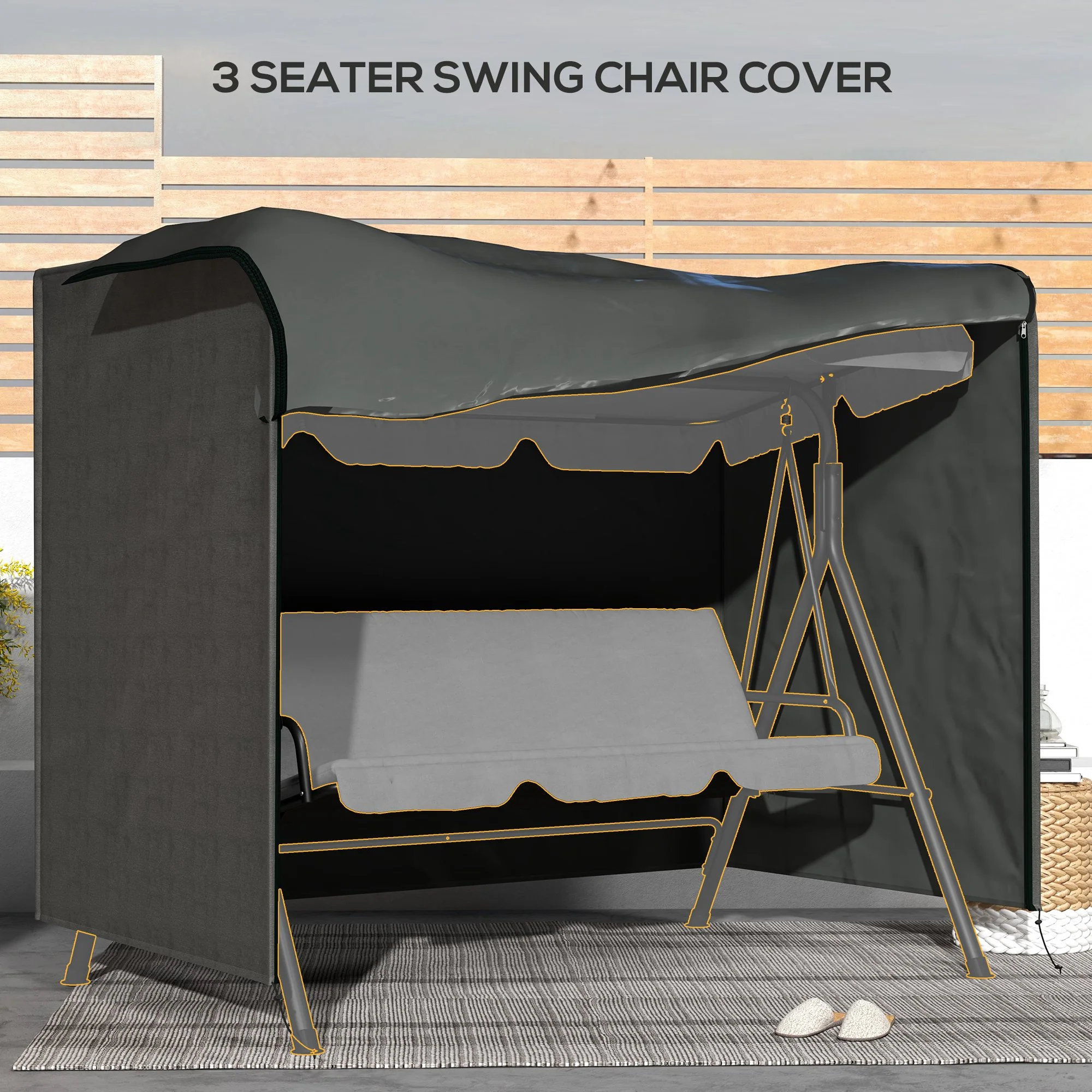 Outsunny Garden Furniture Protector Patio Swing Chair Cover - Grey - Image 13