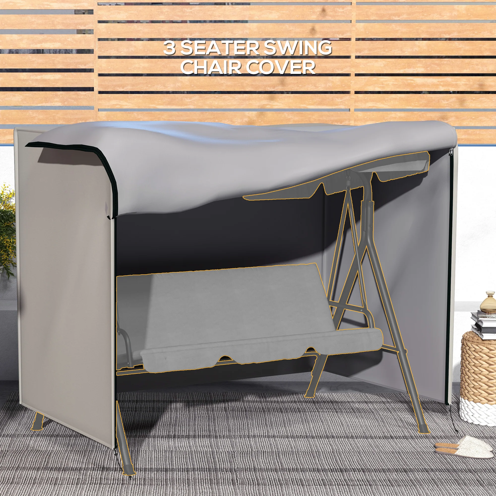 Outsunny Garden Furniture Protector Patio Swing Chair Cover - Grey - Image 4