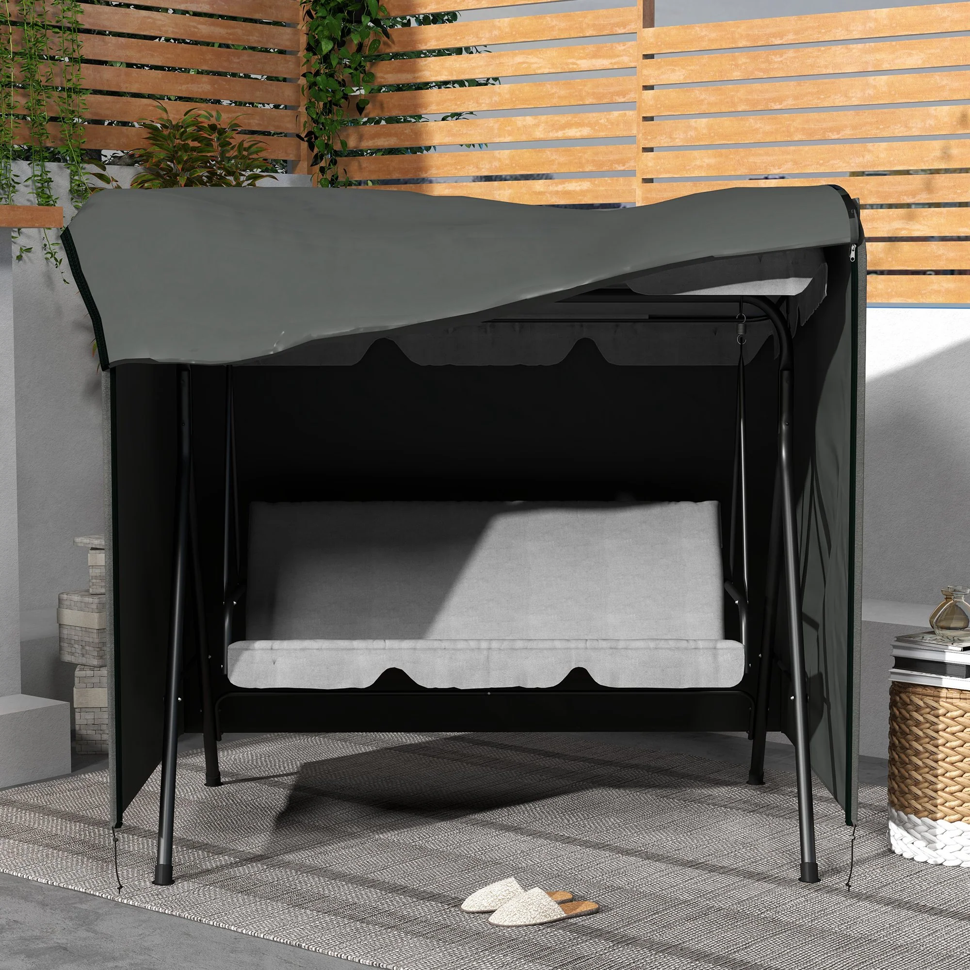 Outsunny Garden Furniture Protector Patio Swing Chair Cover - Grey - Image 15