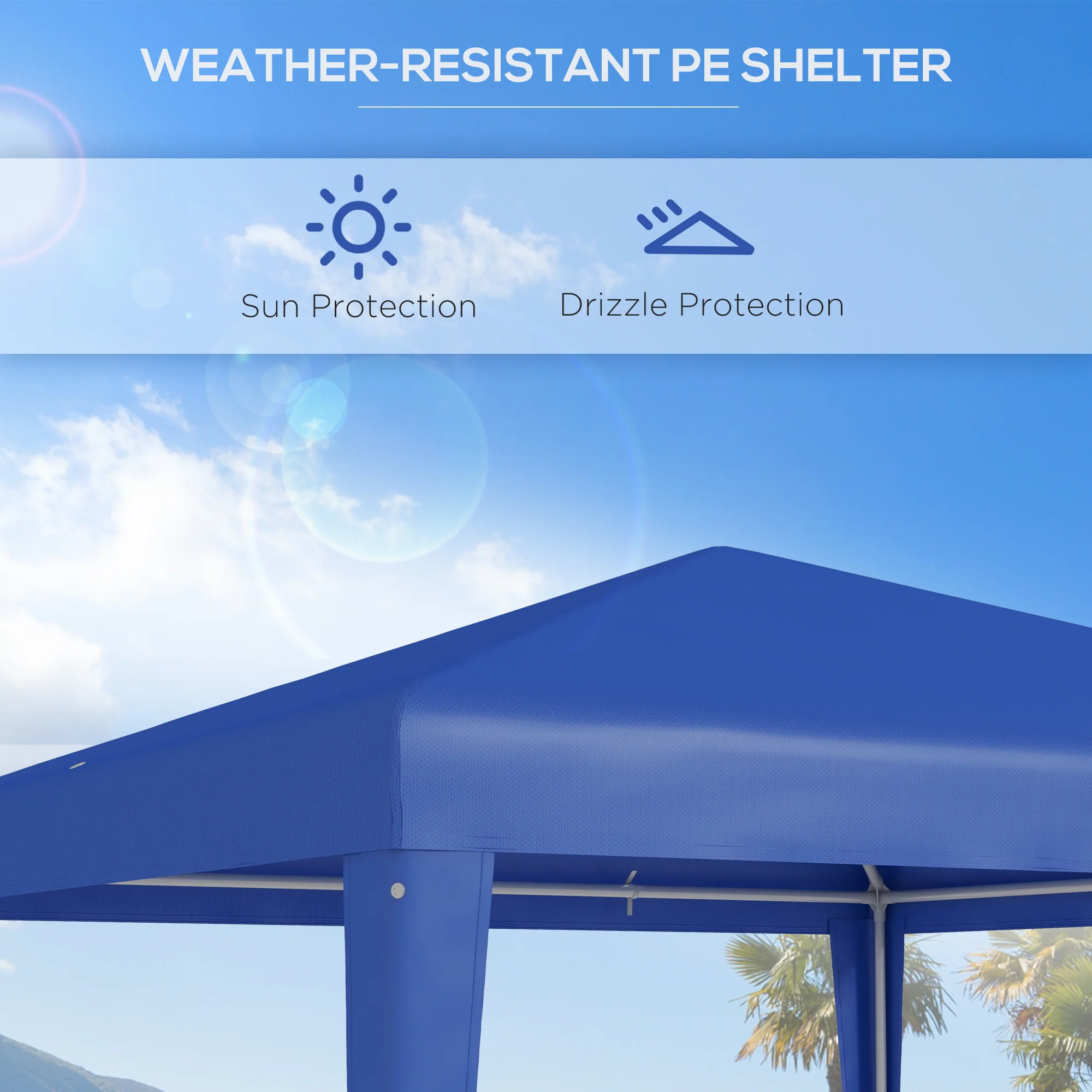 Outsunny Garden Gazebo Marquee Party Tent Wedding Canopy Patio Blue 2.7 x 2.7m - Image 3