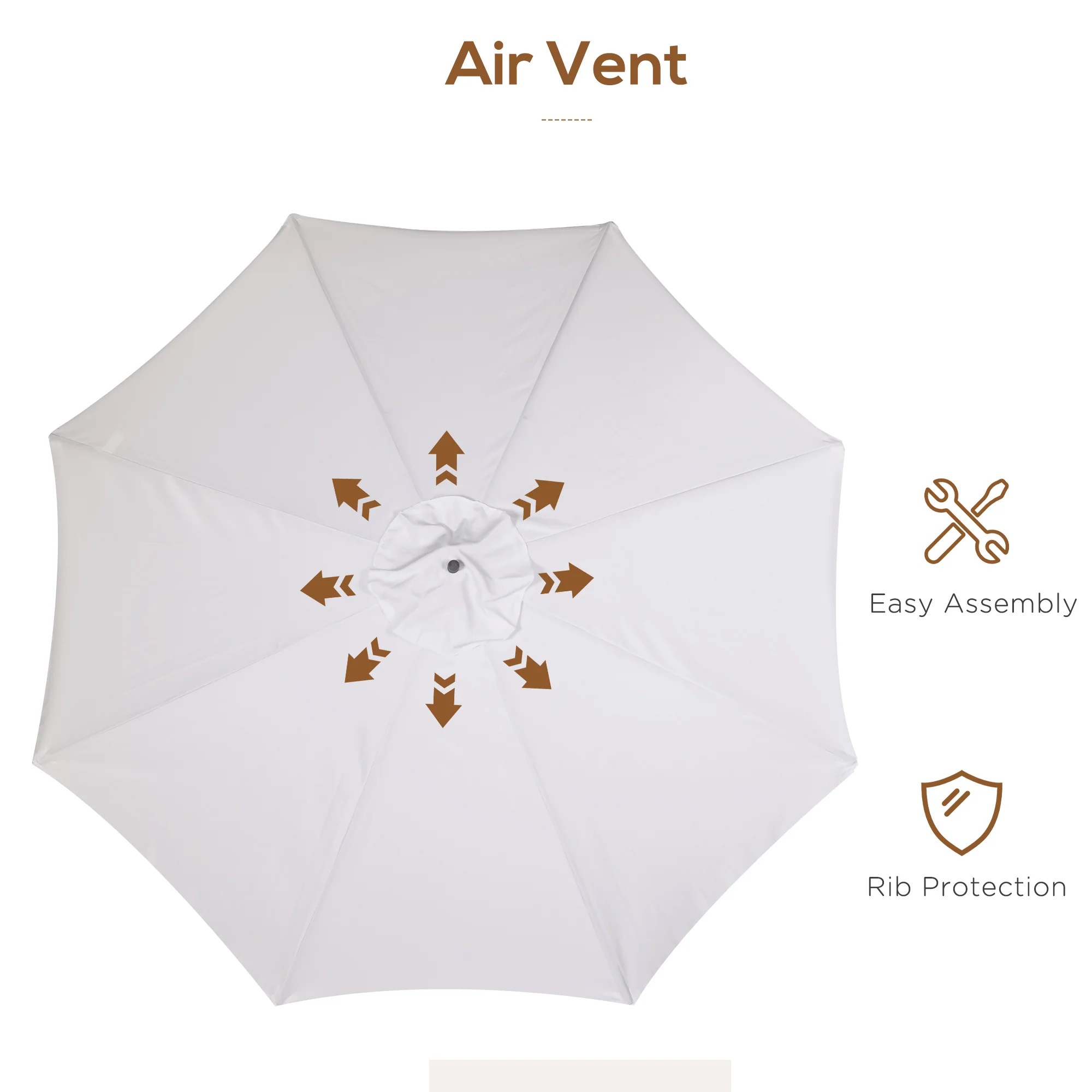 Outsunny Garden Parasol Patio Umbrella With Ruffles Grey - Image 6