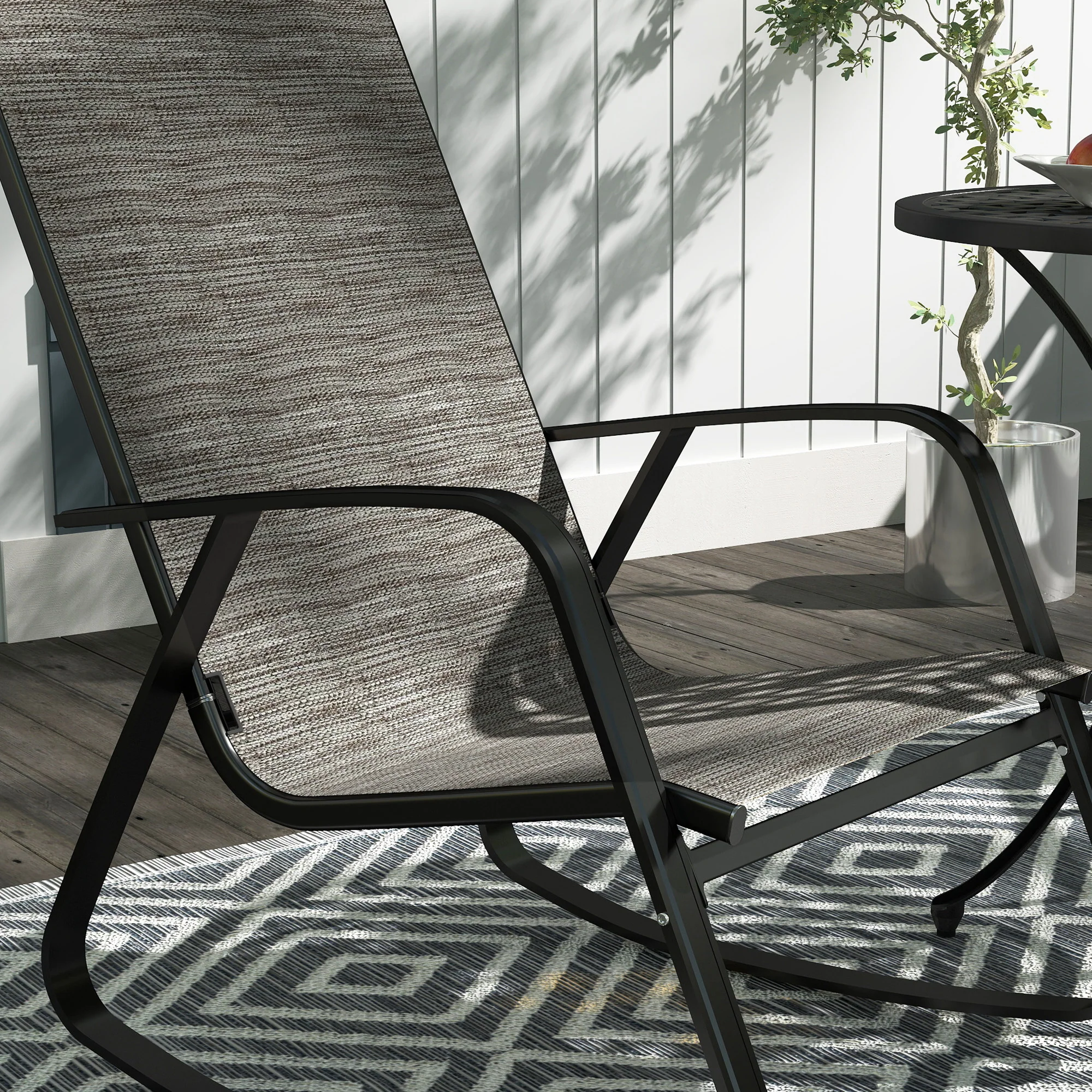 Outsunny Garden Rocking Chair With Armrests, High Back - Image 18